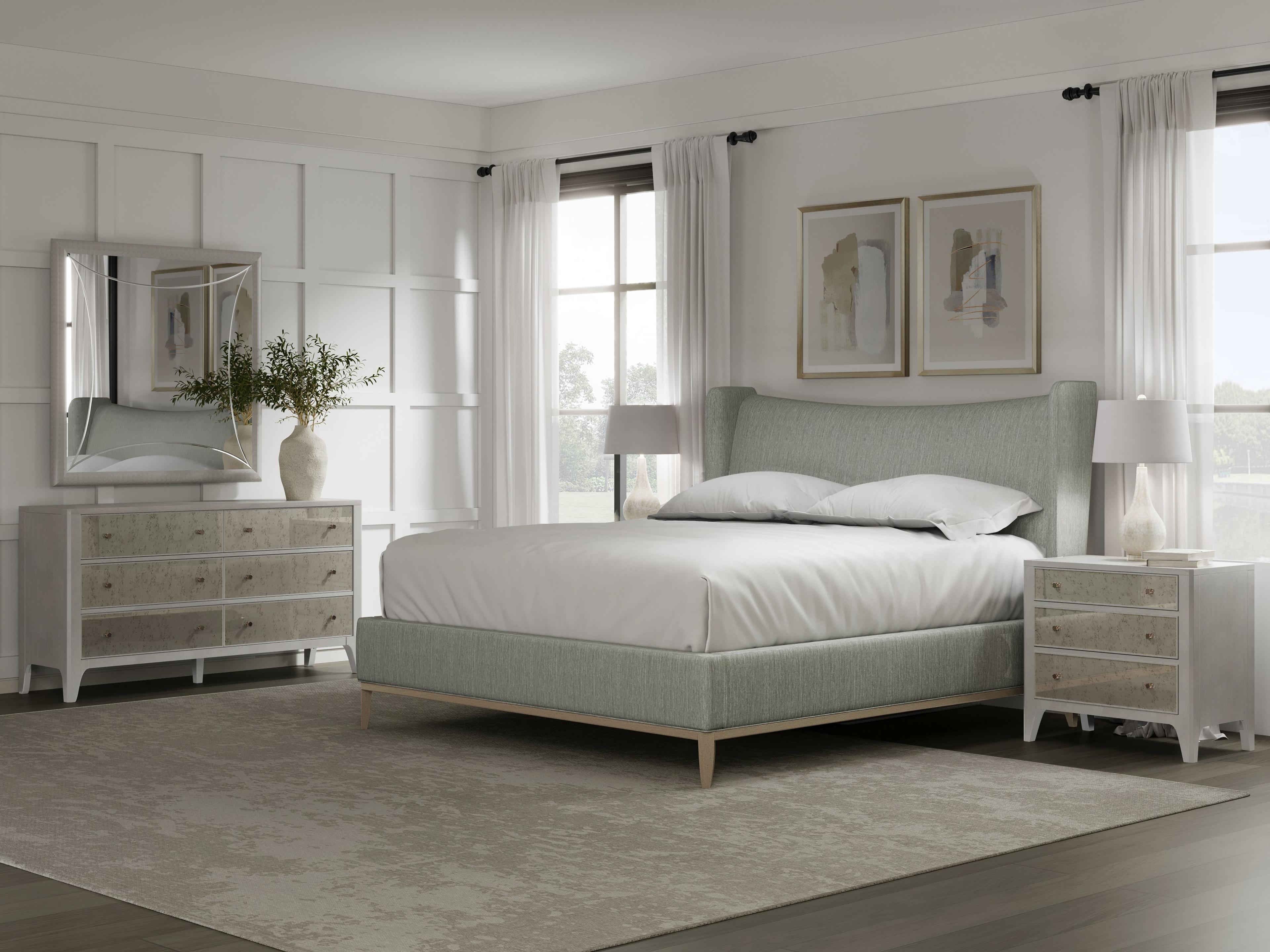 A.R.T. Furniture Upholstered Bed Program Green Parrawood Queen Shelter Bed