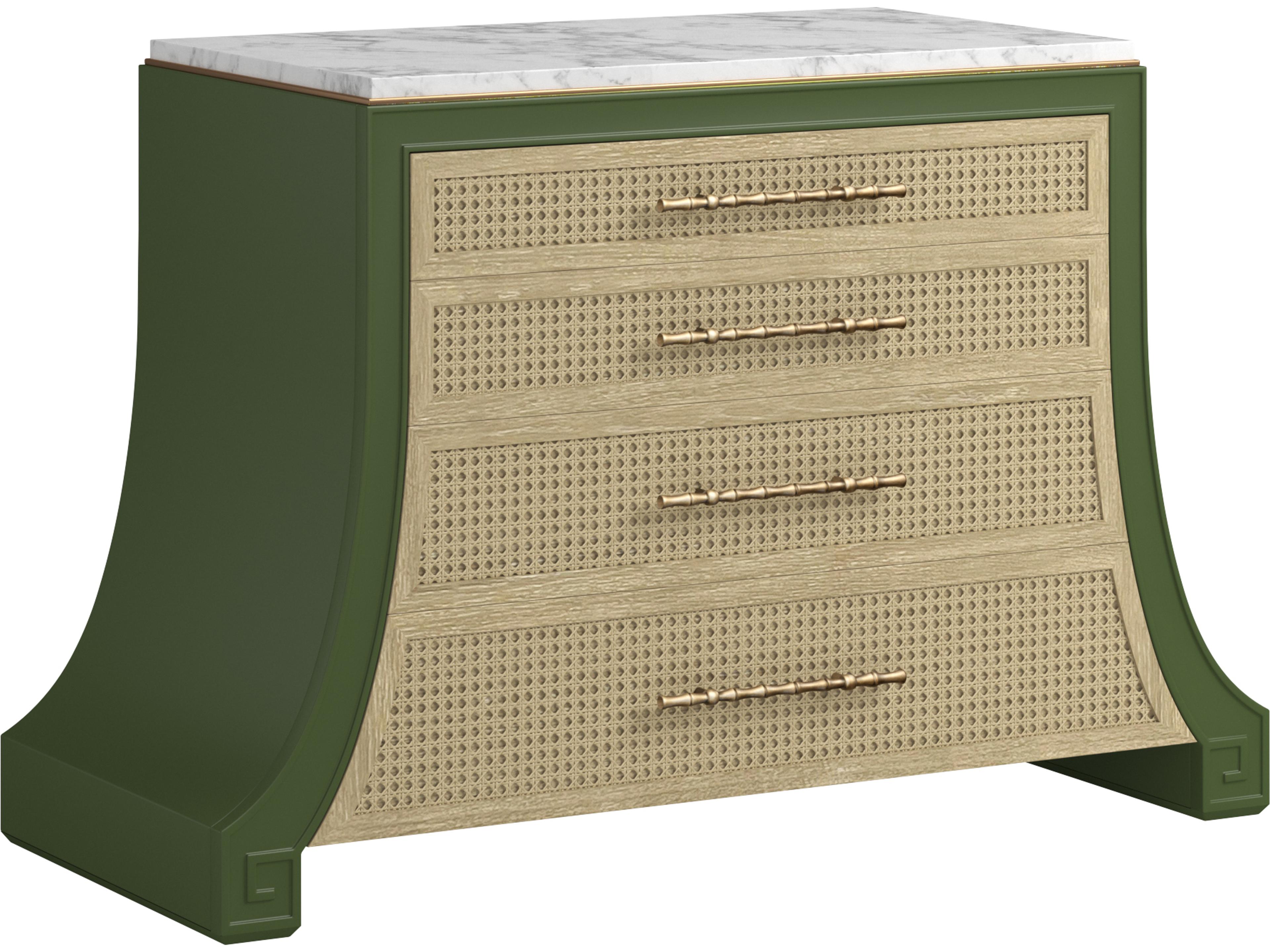 Eave Accent Chest in Darkened Sage with Cane Drawer Fronts