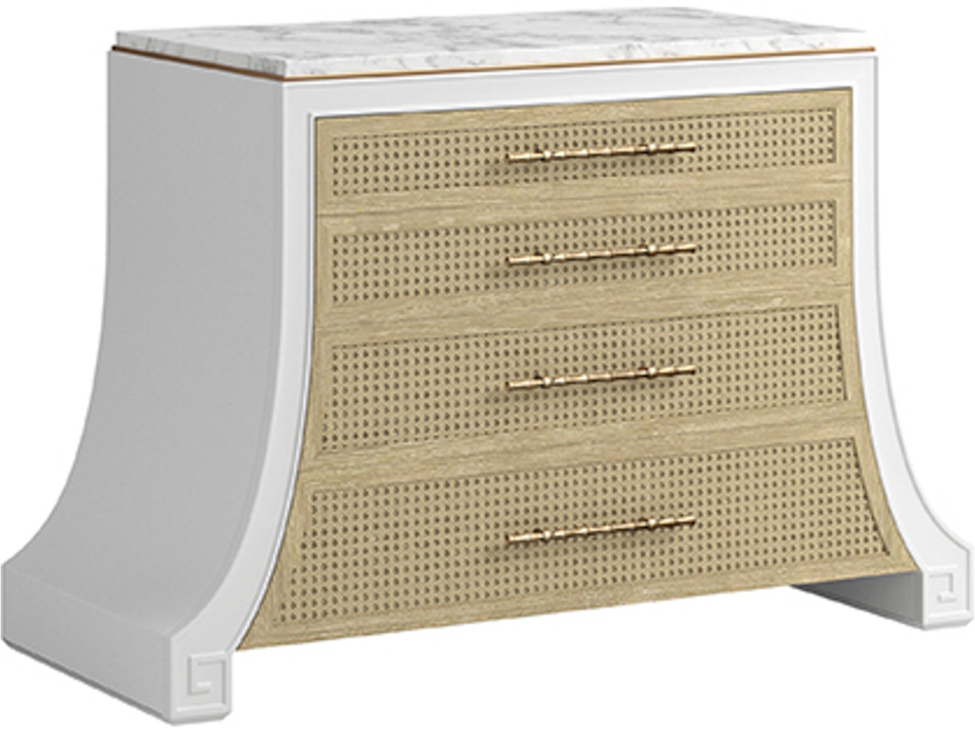 Eave 4-Drawer Accent Chest in Uplifting White with Cane Fronts