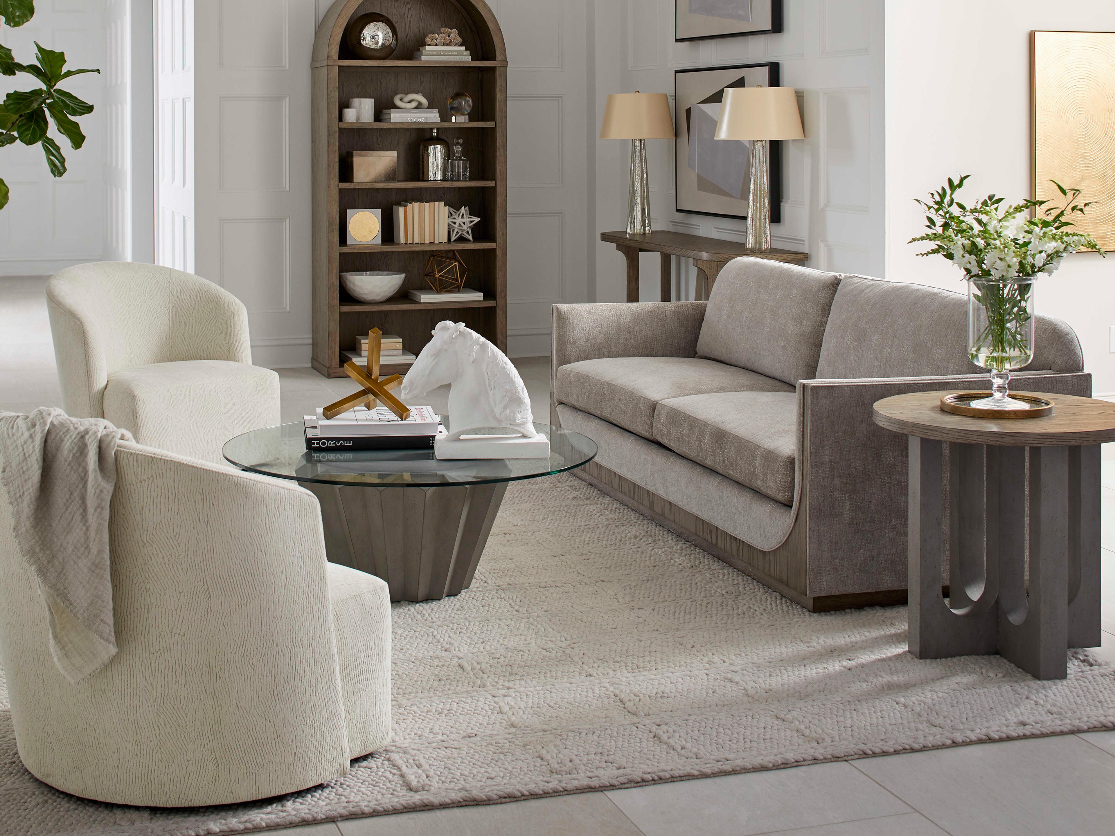 A.R.T. Furniture Bastion Swivel Beige Fabric Accent Chair