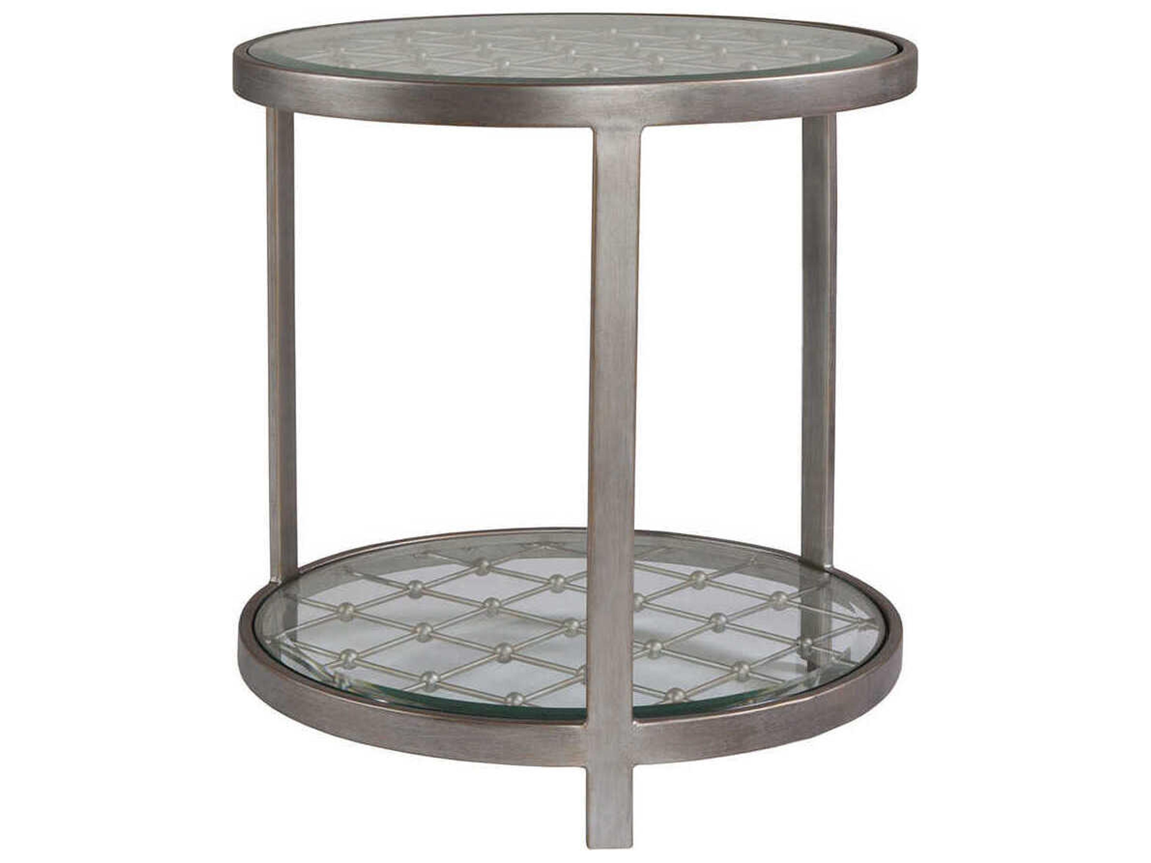 Artistica Metal Designs Royere Round Glass St Laurent End Table
