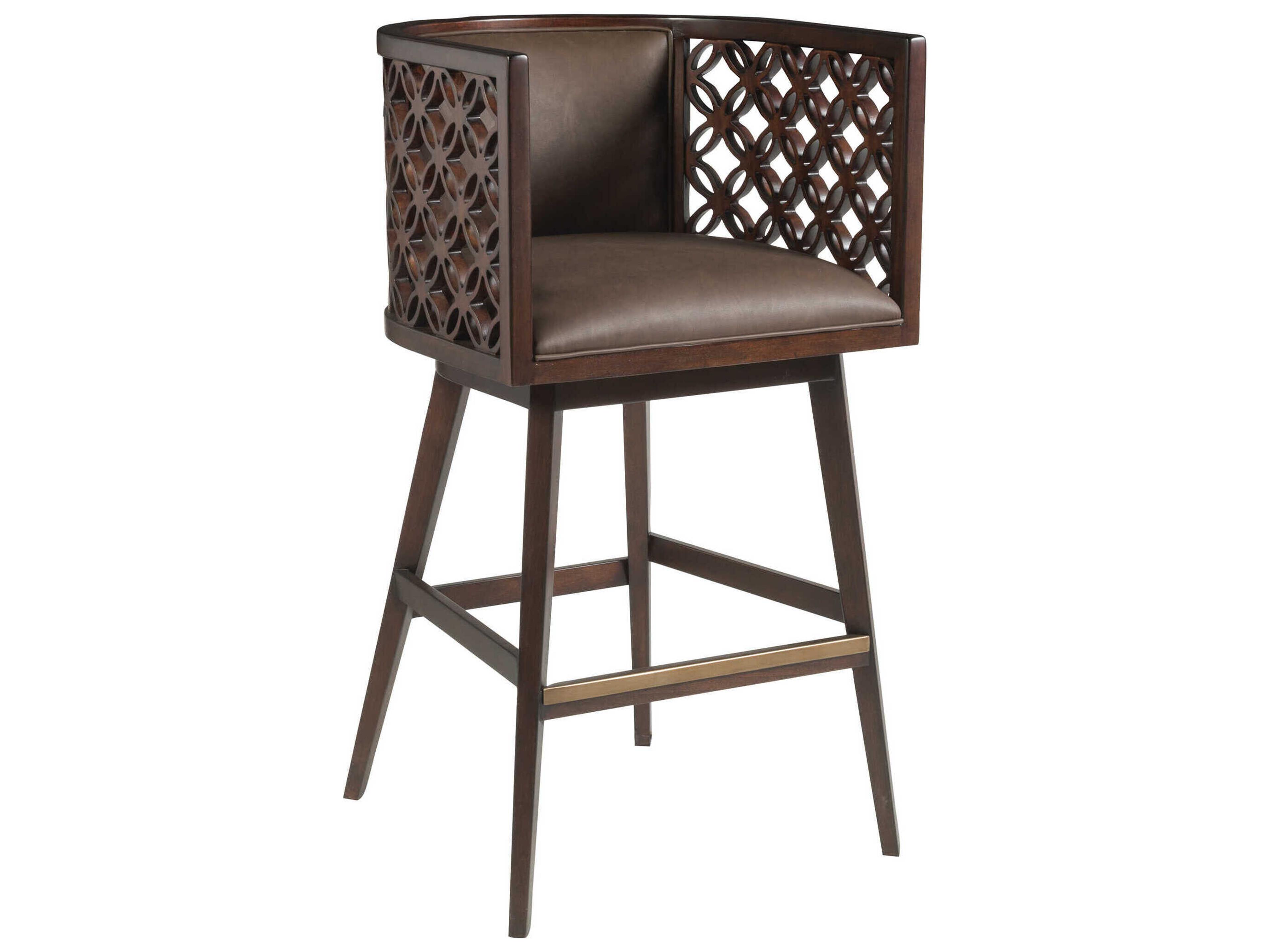 Home Vivace Swivel Barstool Upholstered Faux Leather in Dark Brown