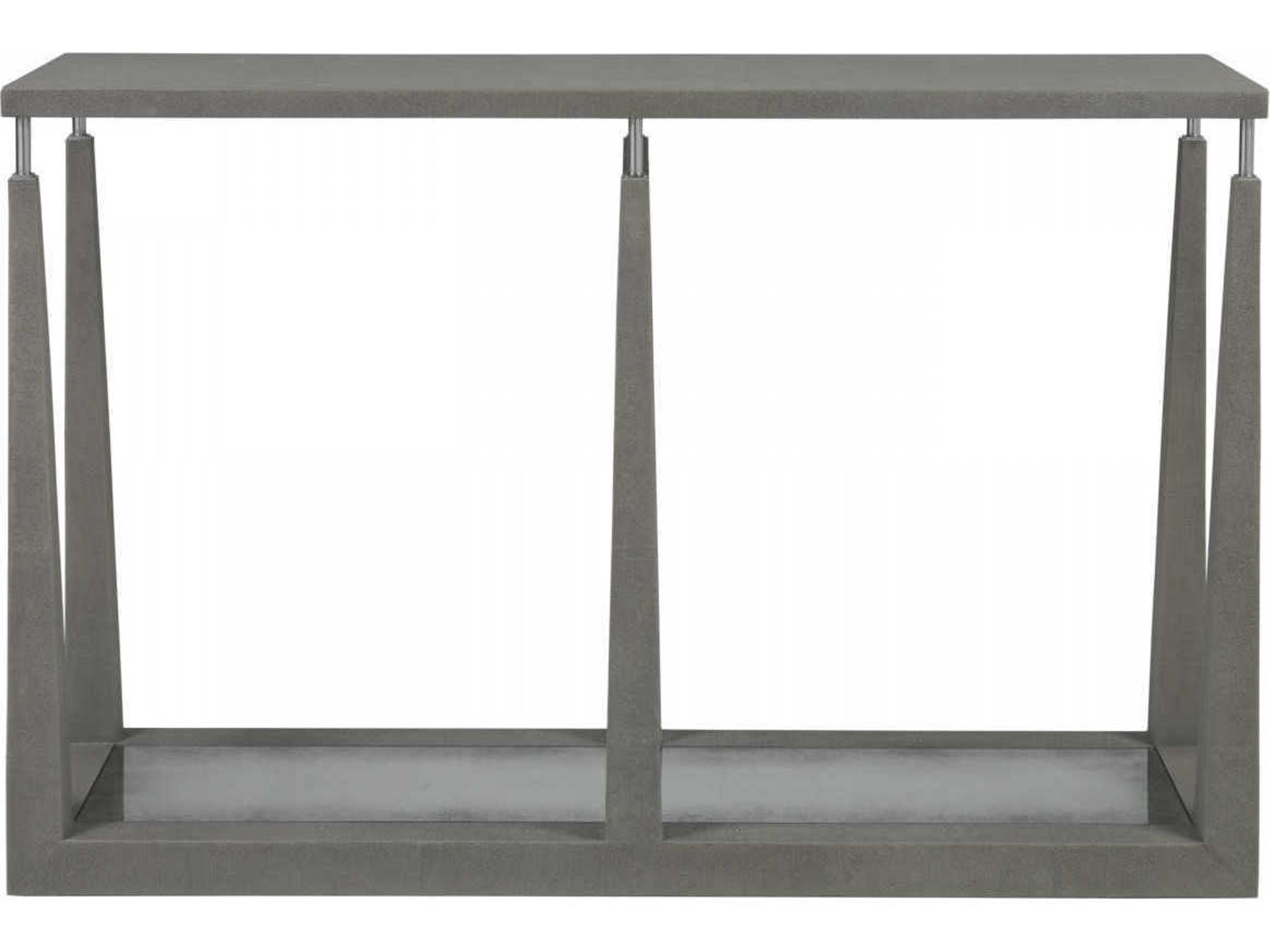 Artistica Signature Designs Ascension Rectangular Faux Leather Warm Gray Shagreen Antique Mirror Console Table