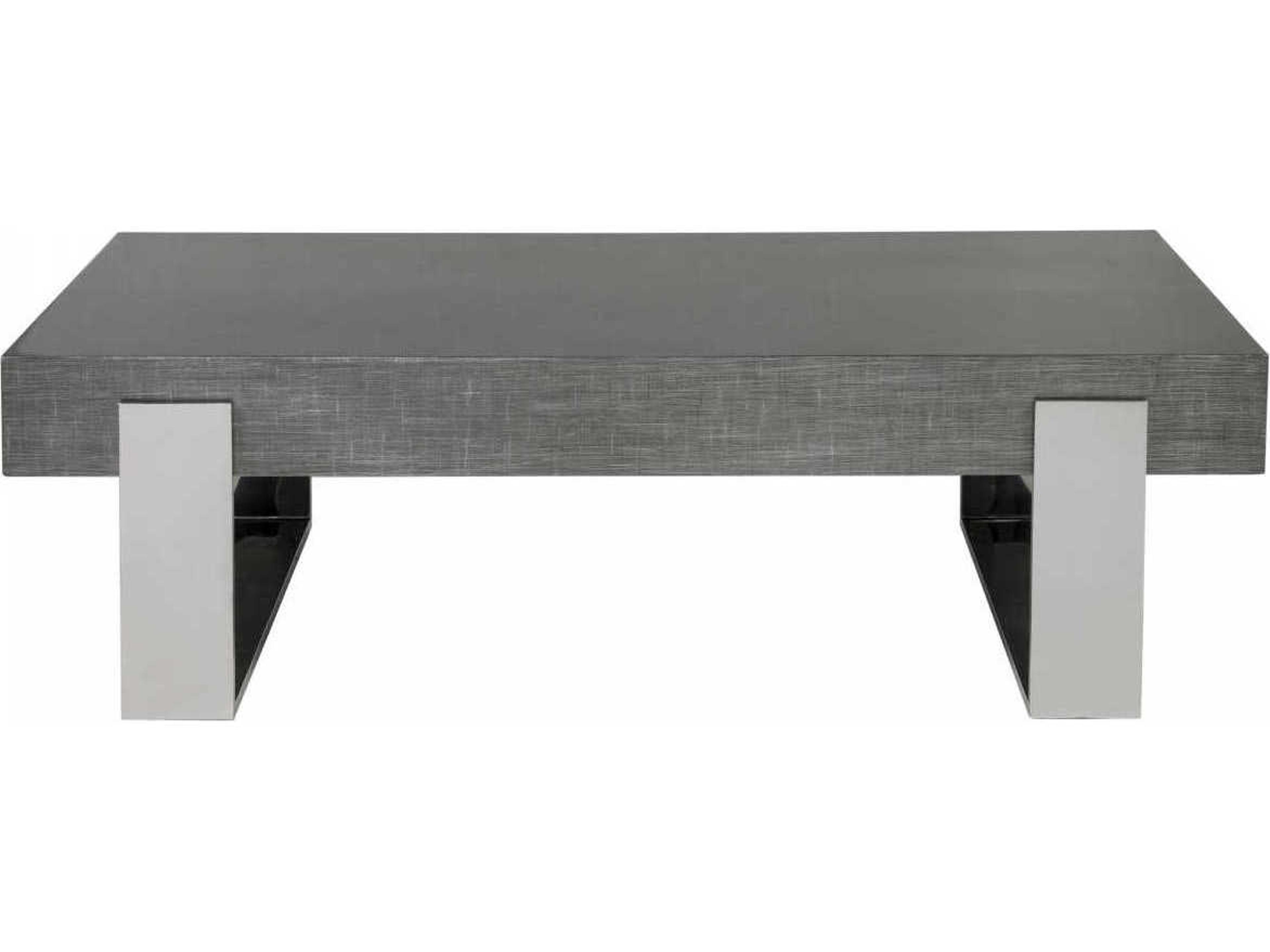 Artistica Signature Designs Iridium Rectangular Wood Gray Silver Polished Stainless Steel Cocktail Table