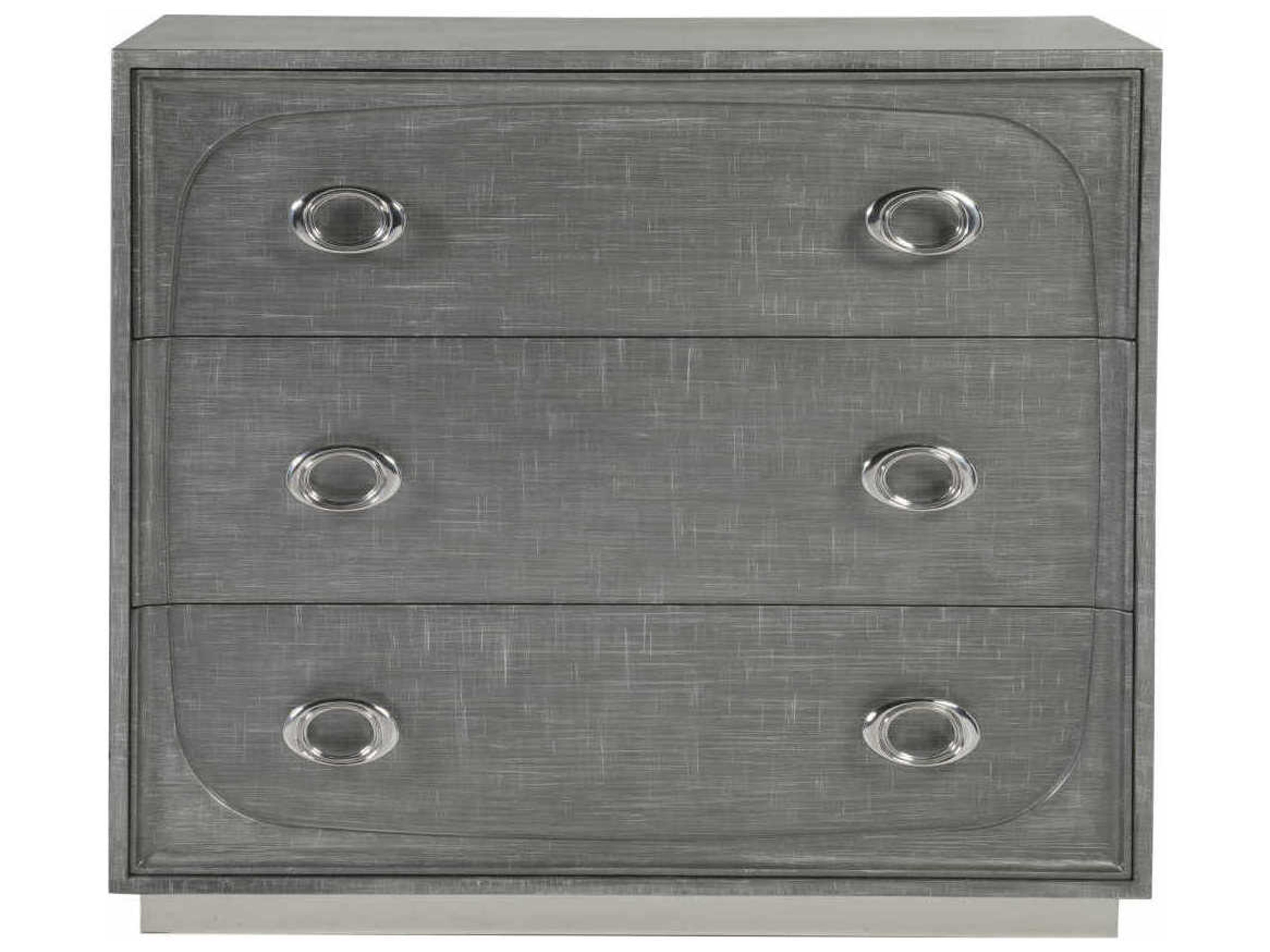 Artistica Signature Designs 3-Drawers Gray Silver Polished Stainless Steel Beech Wood Accent Chest