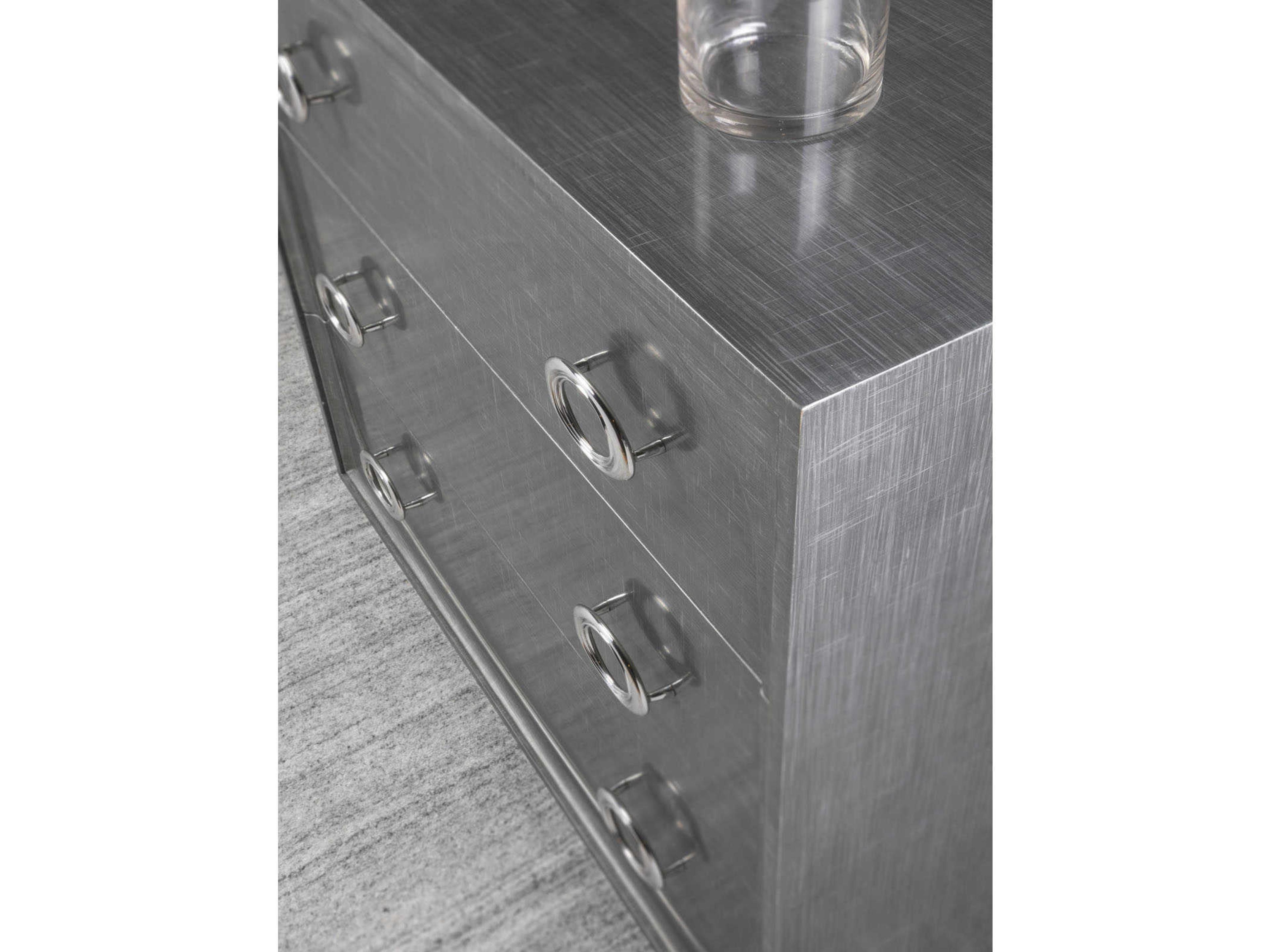 Artistica Signature Designs 3-Drawers Gray Silver Polished Stainless Steel Beech Wood Accent Chest