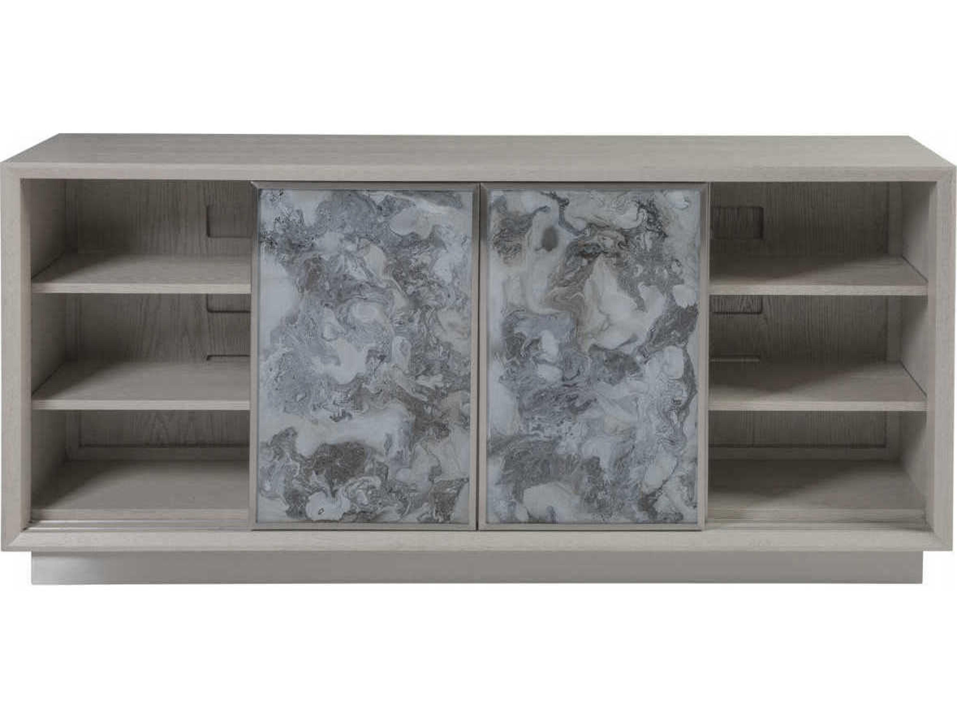 Artistica Signature Designs Metaphor 68" Sandblasted Eglomise Brushed Stainless Steel Media Console