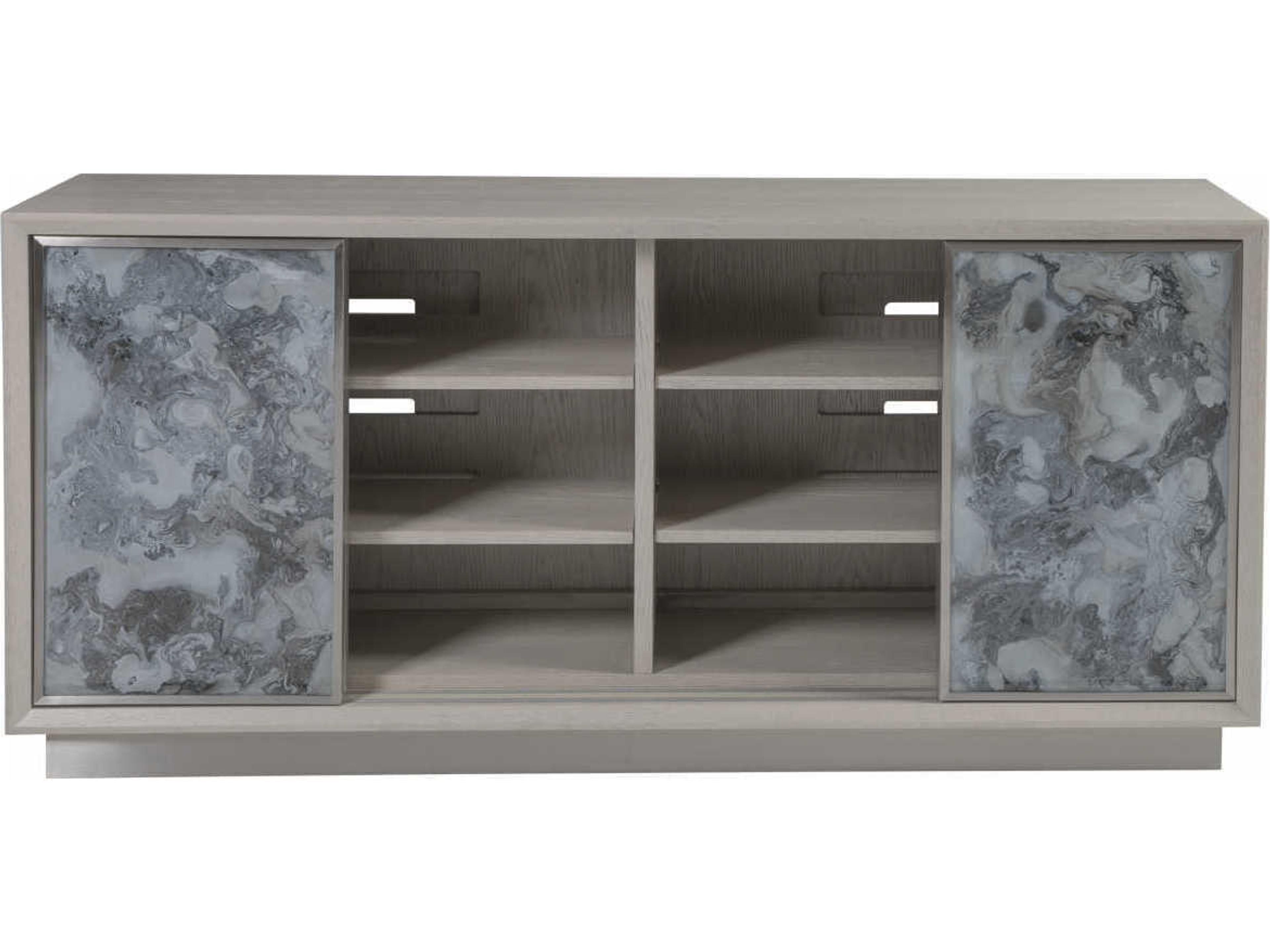Artistica Signature Designs Metaphor 68" Sandblasted Eglomise Brushed Stainless Steel Media Console
