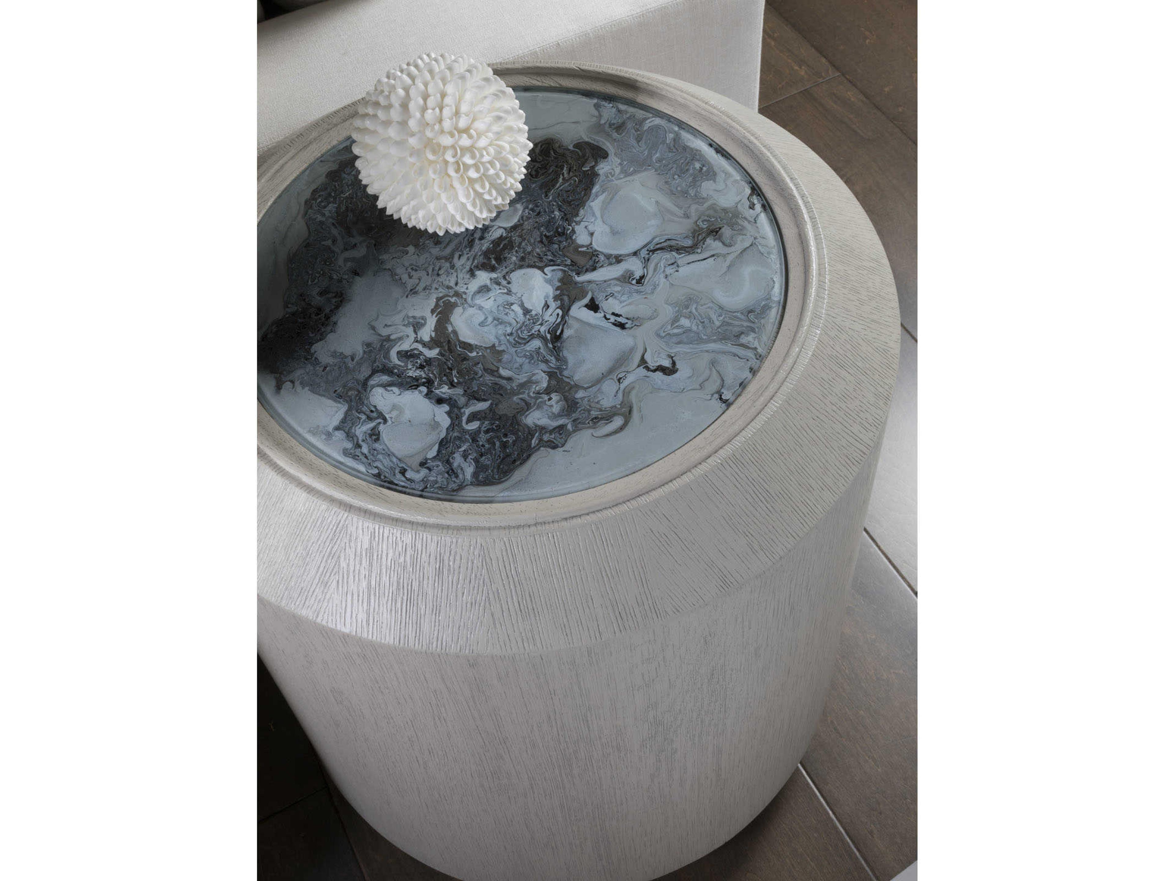 Artistica Signature Designs Metaphor Round Eglomise White Sandblasted End Table