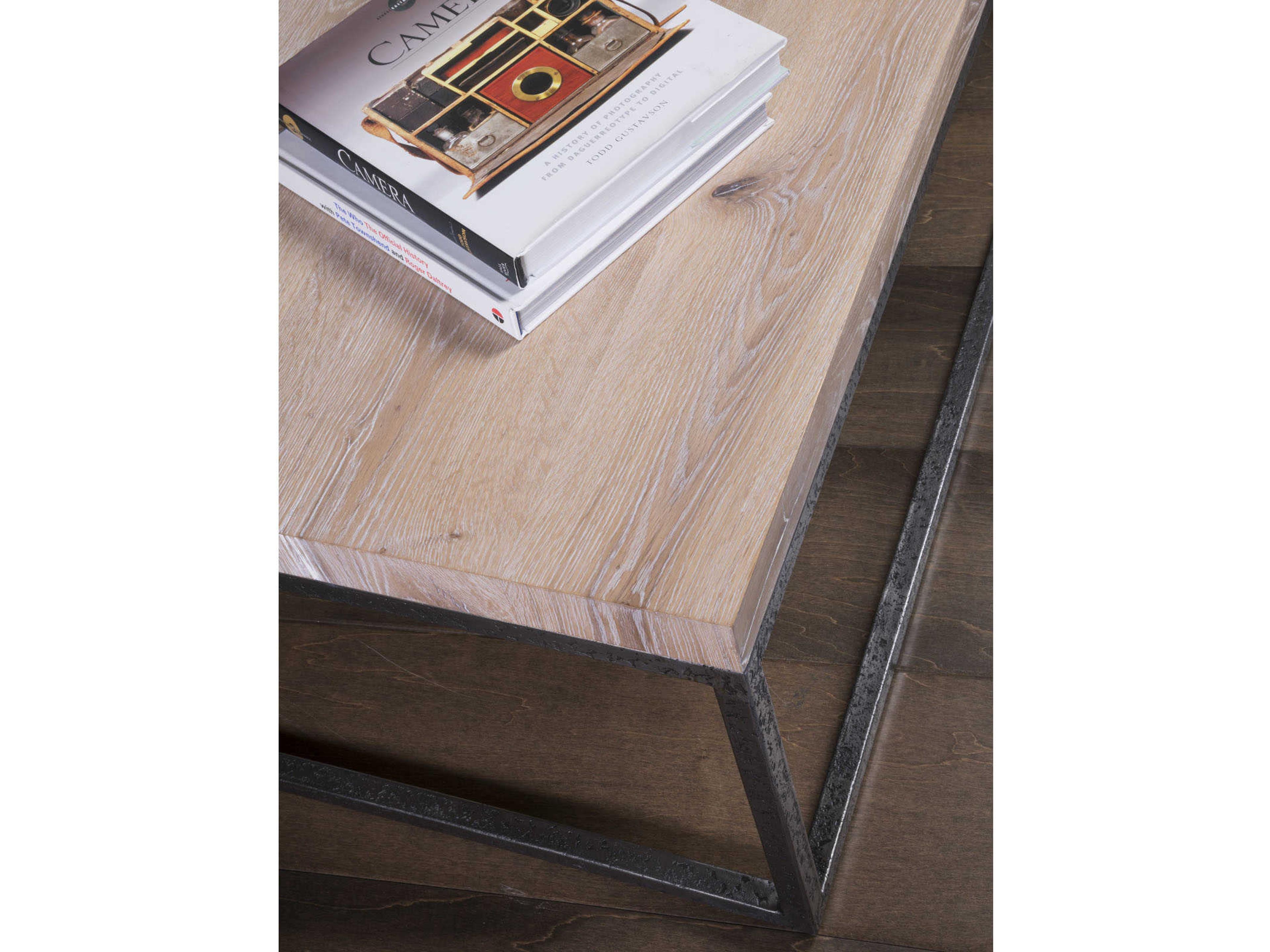 Artistica Signature Designs Foray Rectangular Wood Natural Waxed Distressed Iron Cocktail Table