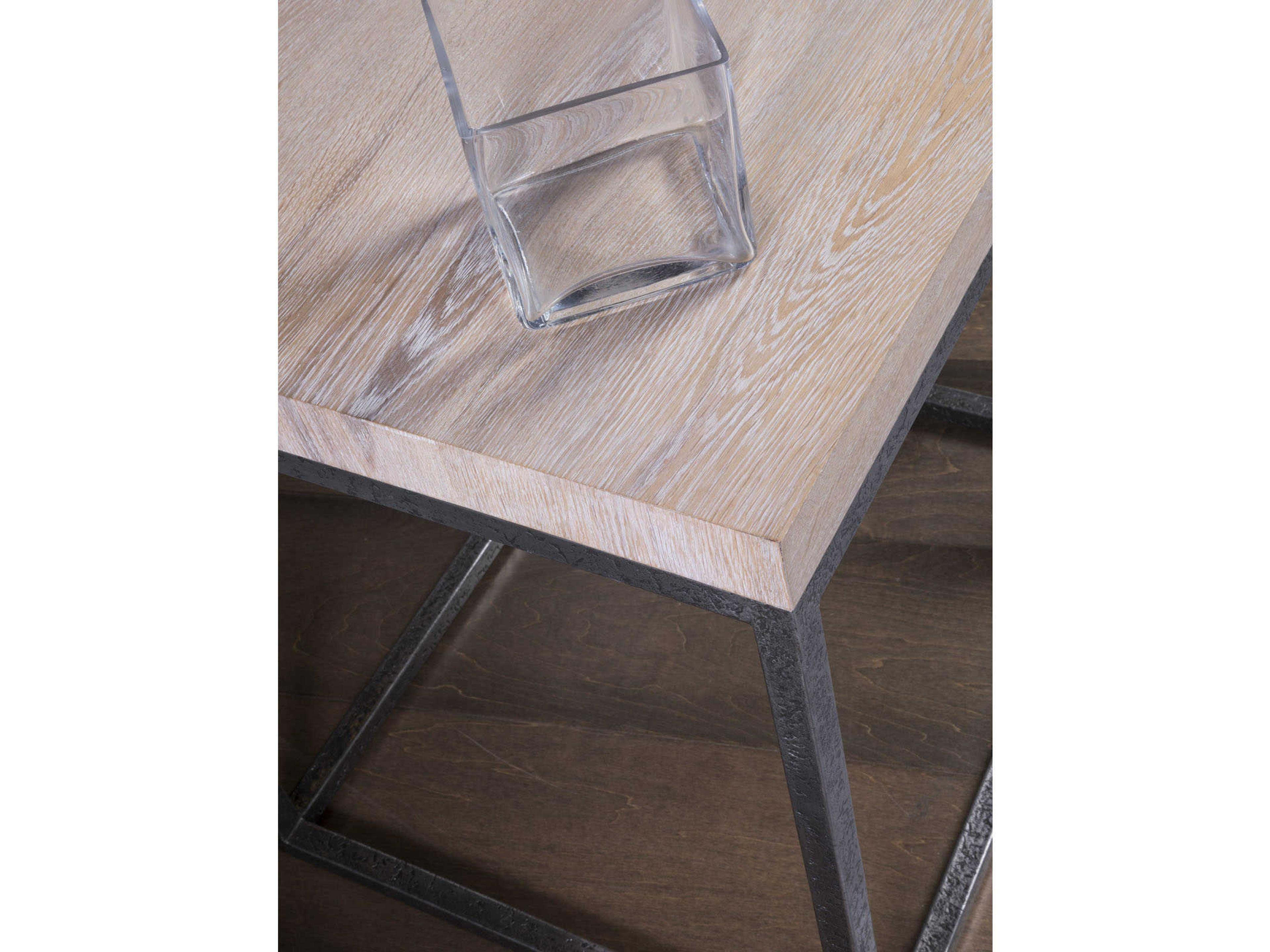 Artistica Signature Designs Foray Rectangular Wood Natural Waxed Distressed Iron End Table