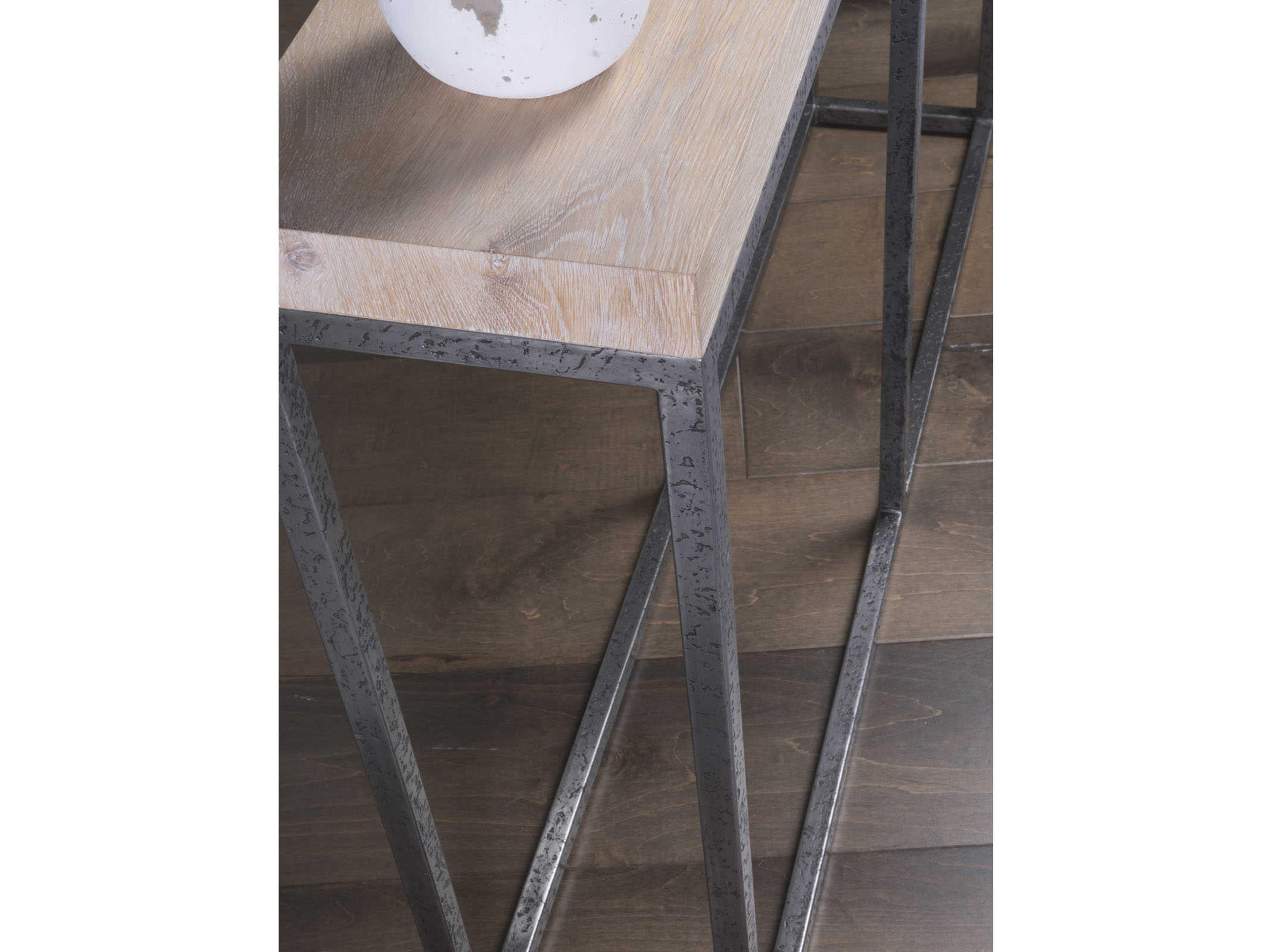 Artistica Signature Designs Foray Rectangular Wood Natural Waxed Distressed Iron Console Table