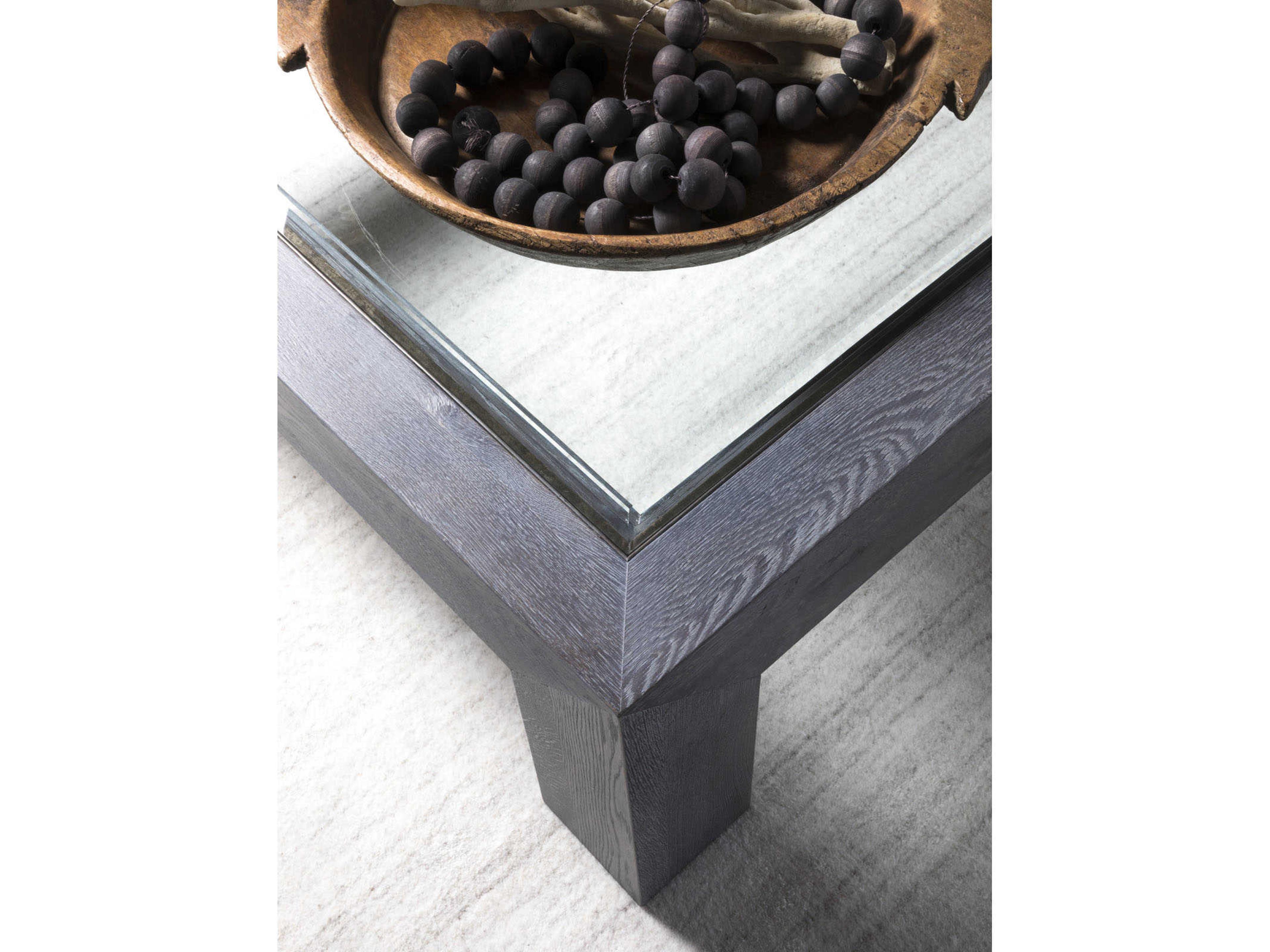 Artistica Signature Designs Accolade Square Beveled Glass Waxed Carbon Cocktail Table