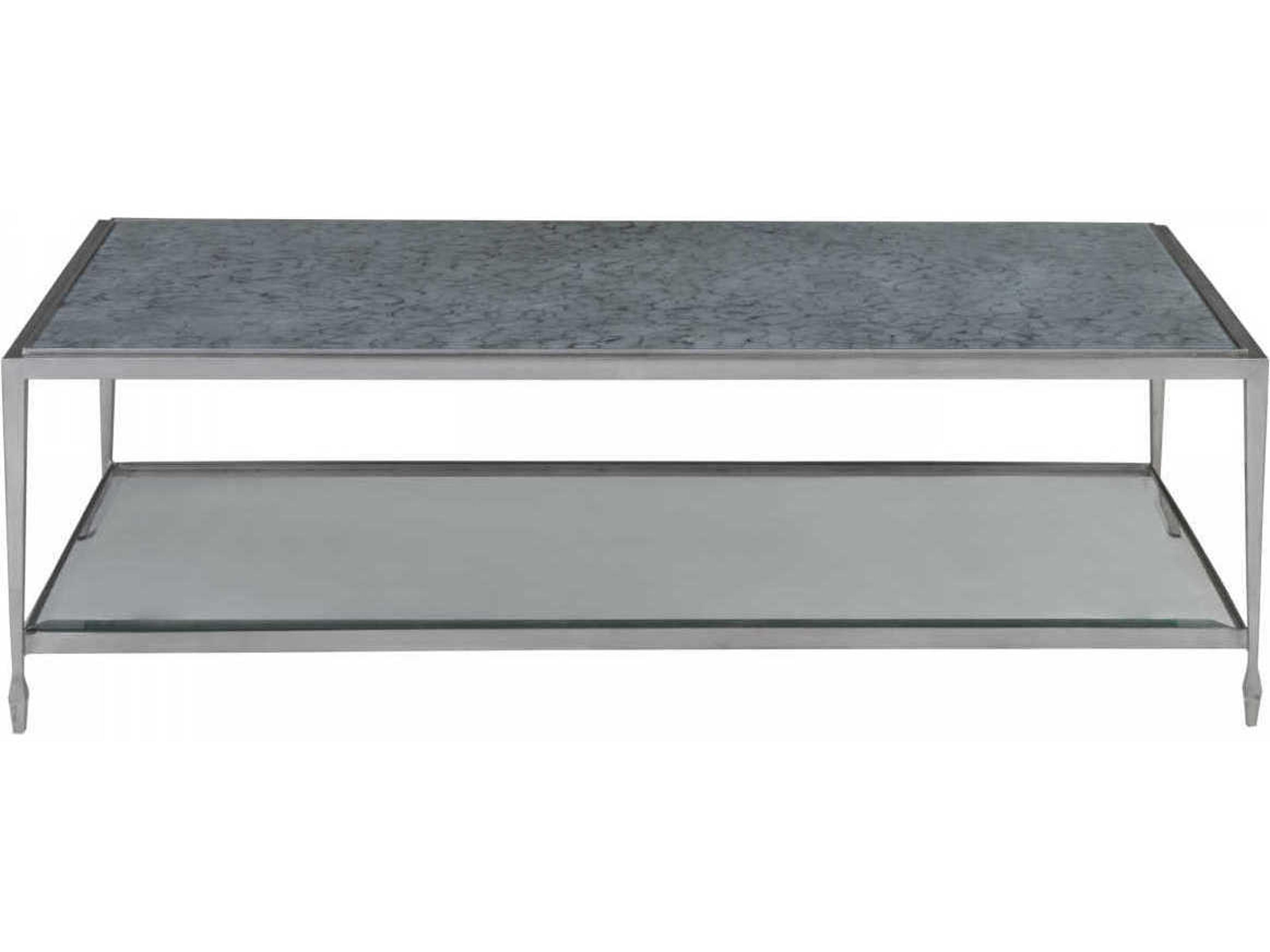 Artistica Signature Designs Sashay Silver Rectangular Eglomise Glass Antiqued Leaf Cocktail Table