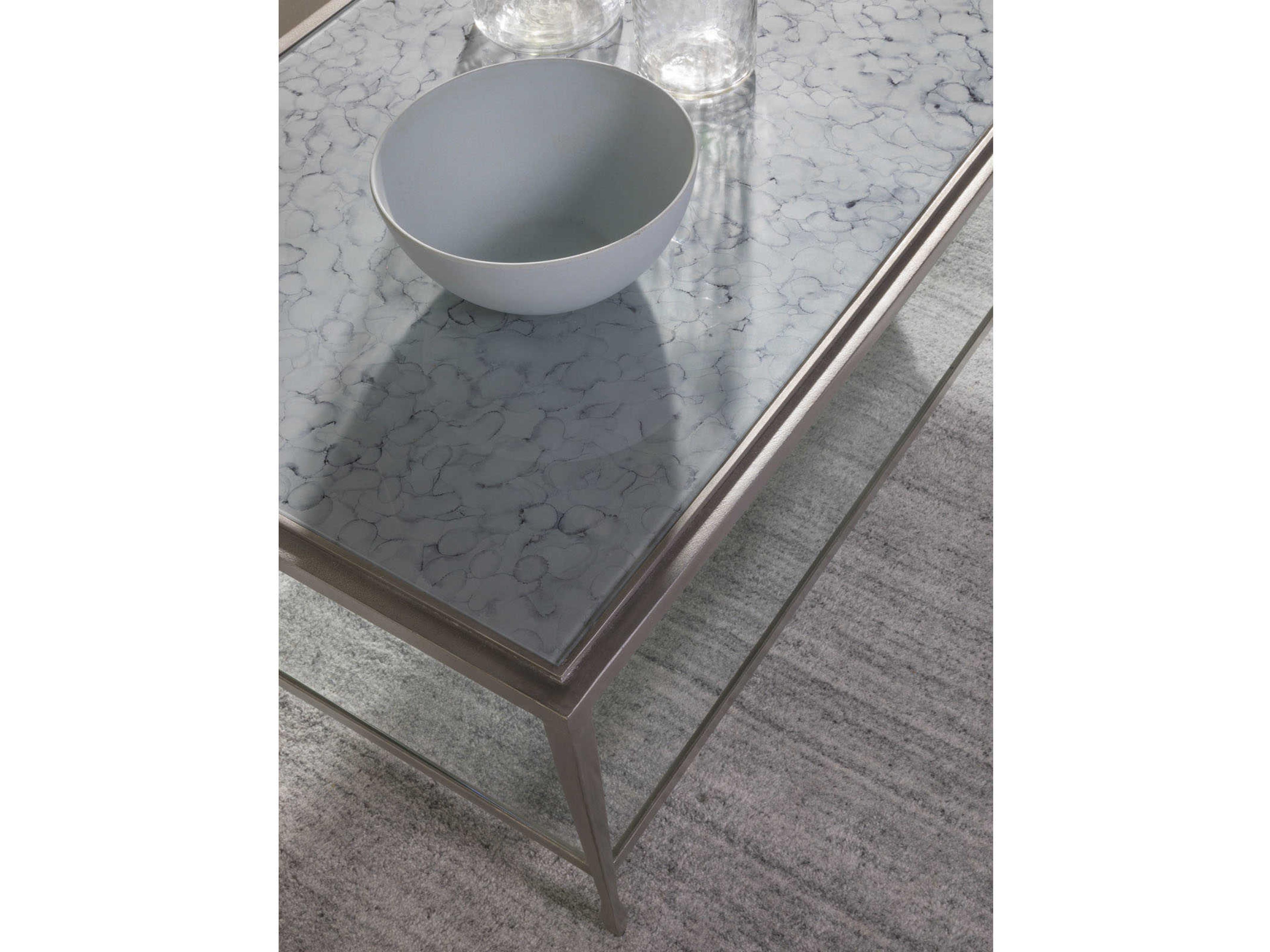 Artistica Signature Designs Sashay Silver Rectangular Eglomise Glass Antiqued Leaf Cocktail Table