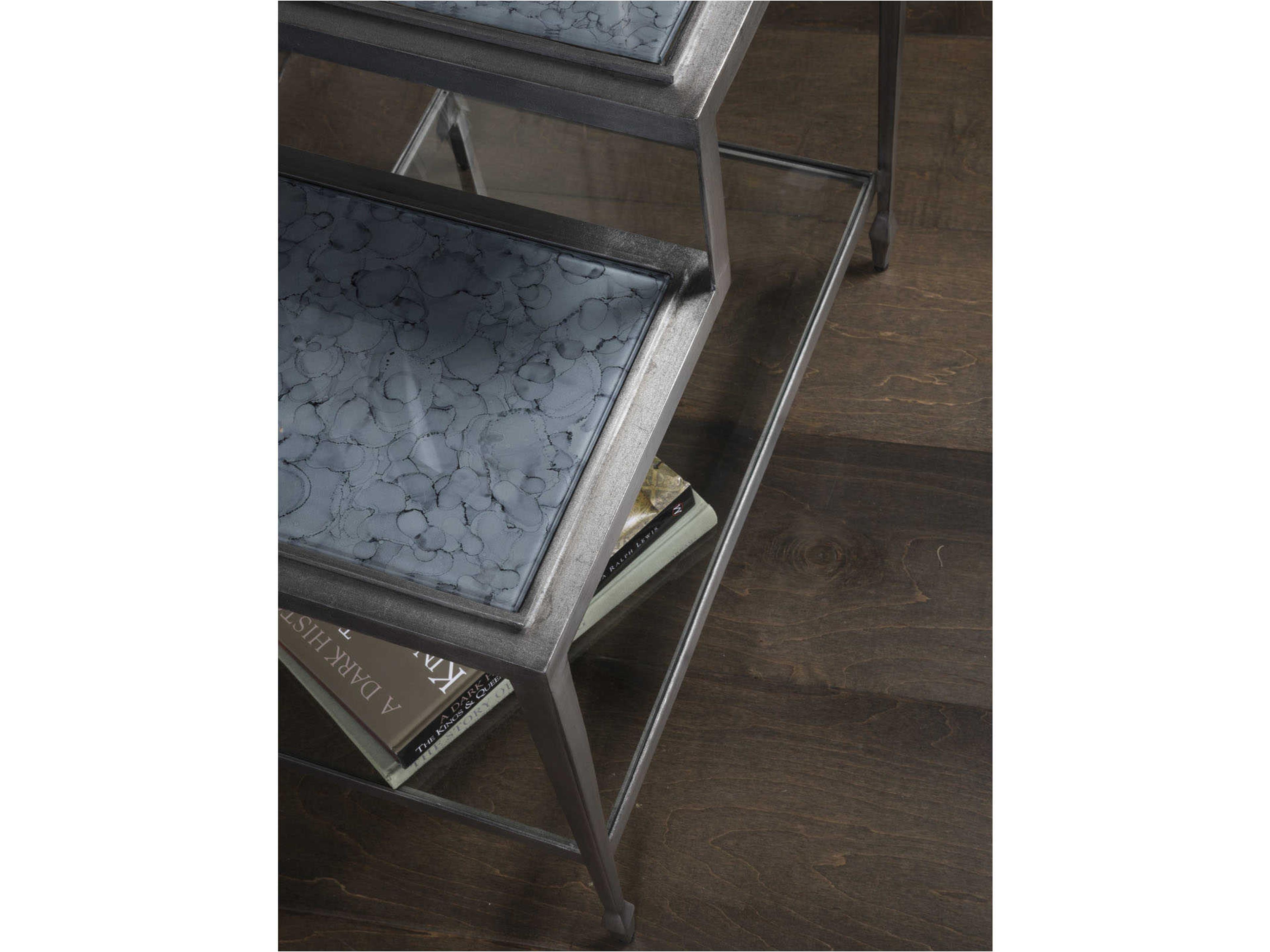 Artistica Signature Designs Sashay Silver Rectangular Eglomise Glass Antiqued Leaf End Table