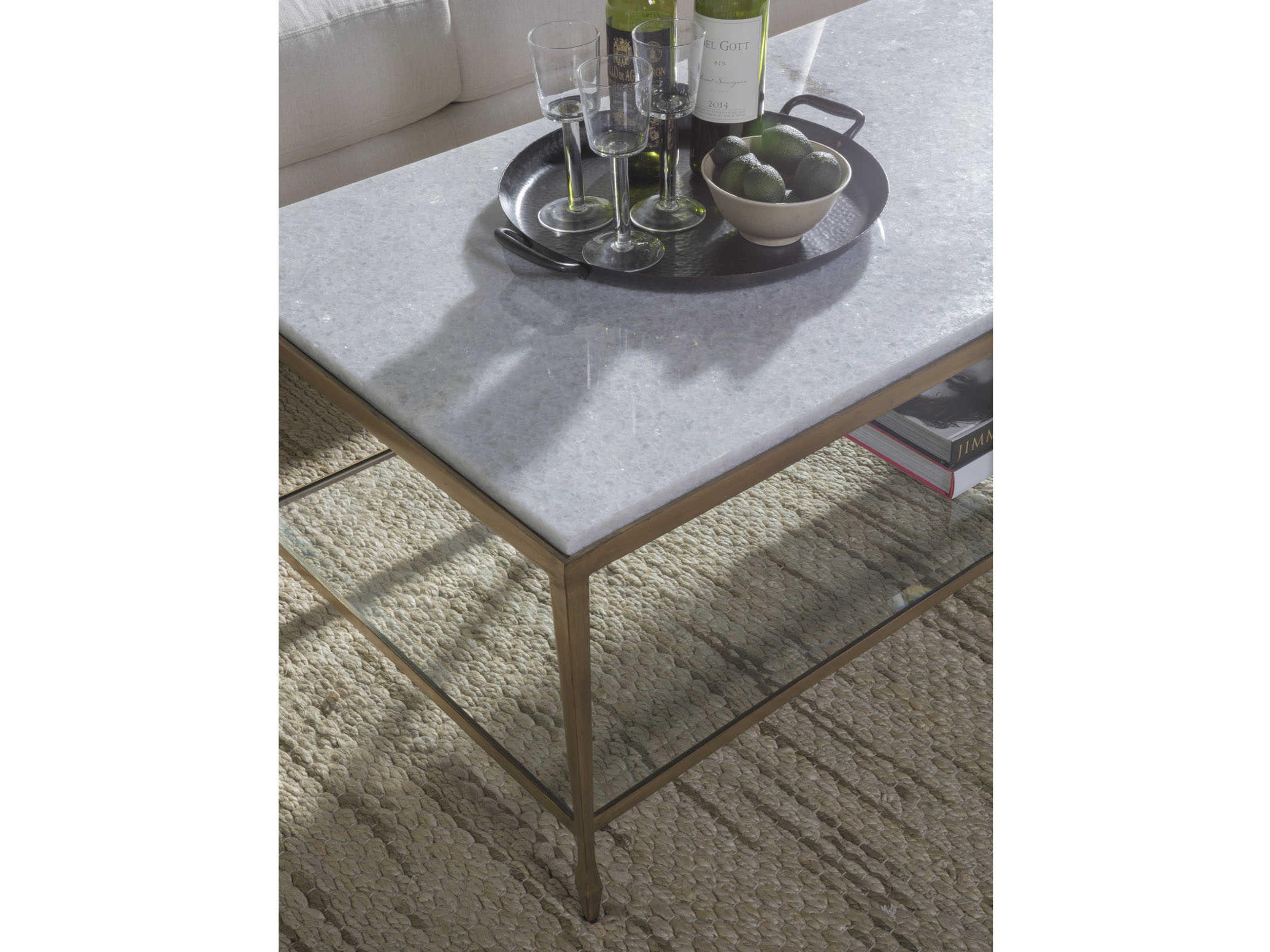 Artistica Signature Designs Sashay Gold Rectangular Grano De Sal Marble Antiqued Leaf Cocktail Table