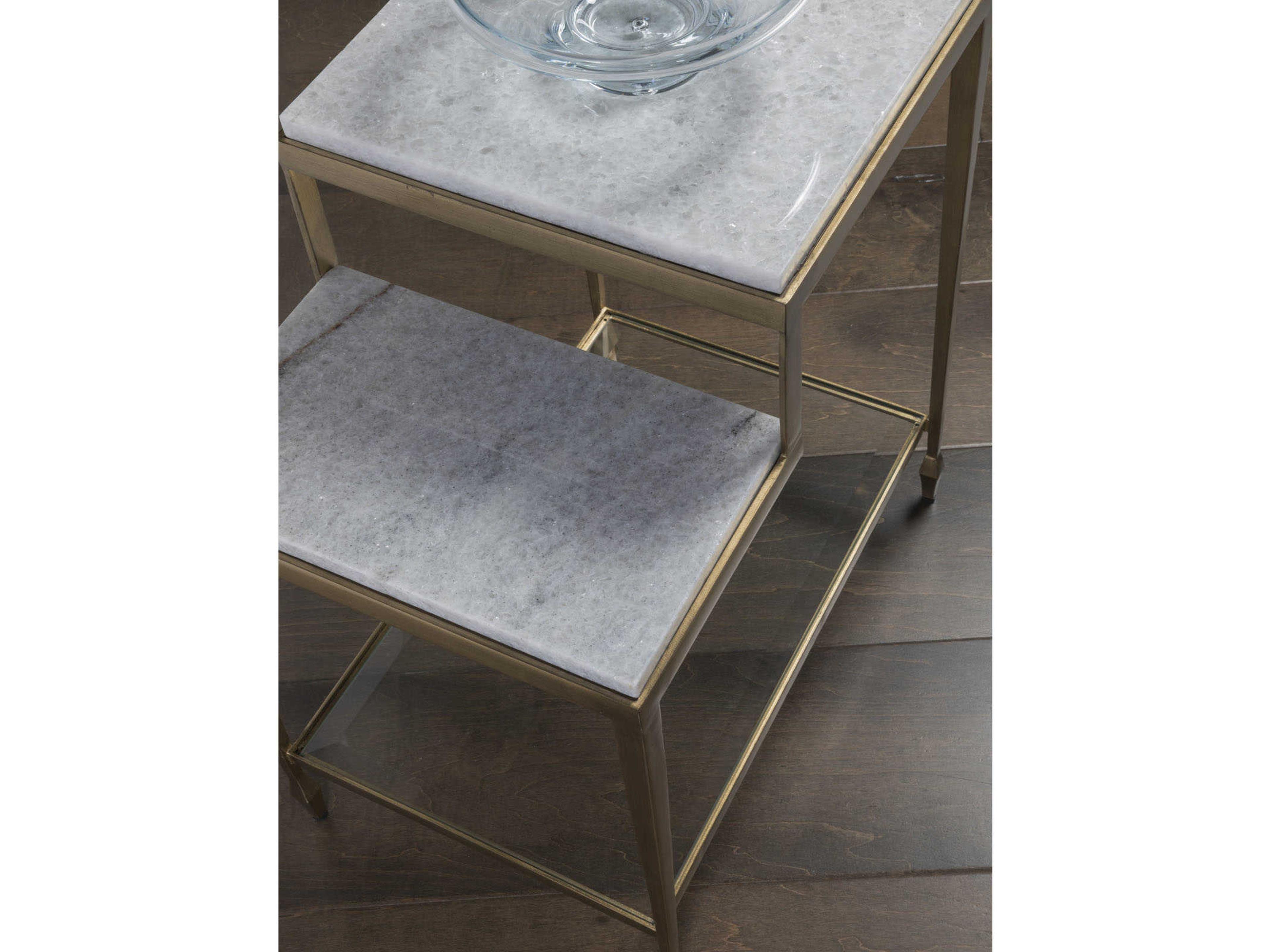 Artistica Signature Designs Sashay Gold Rectangular Grano De Sal Marble Antiqued Leaf End Table