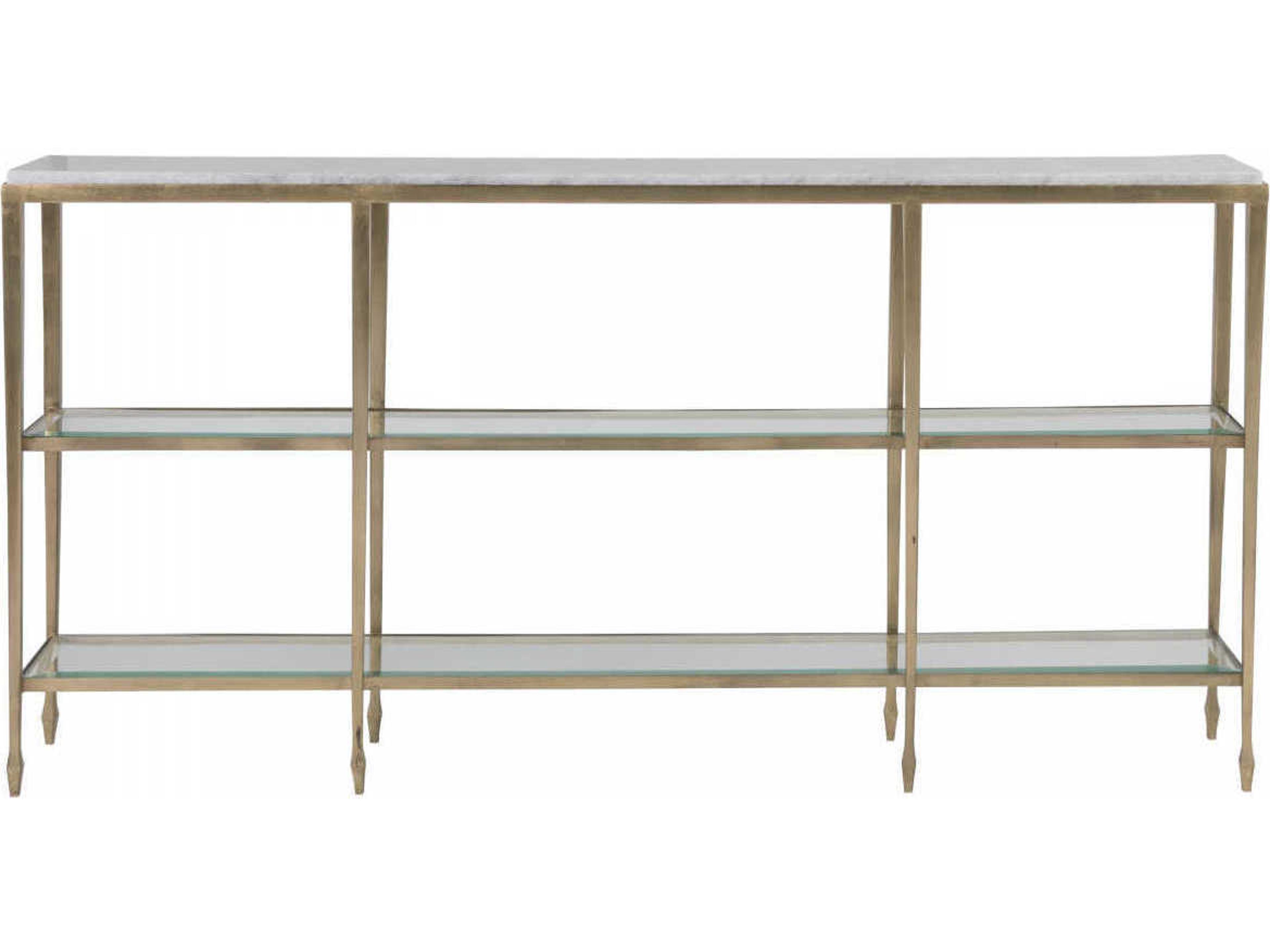 Artistica Signature Designs Sashay Gold Rectangular Grano De Sal Marble Antiqued Leaf Console Table