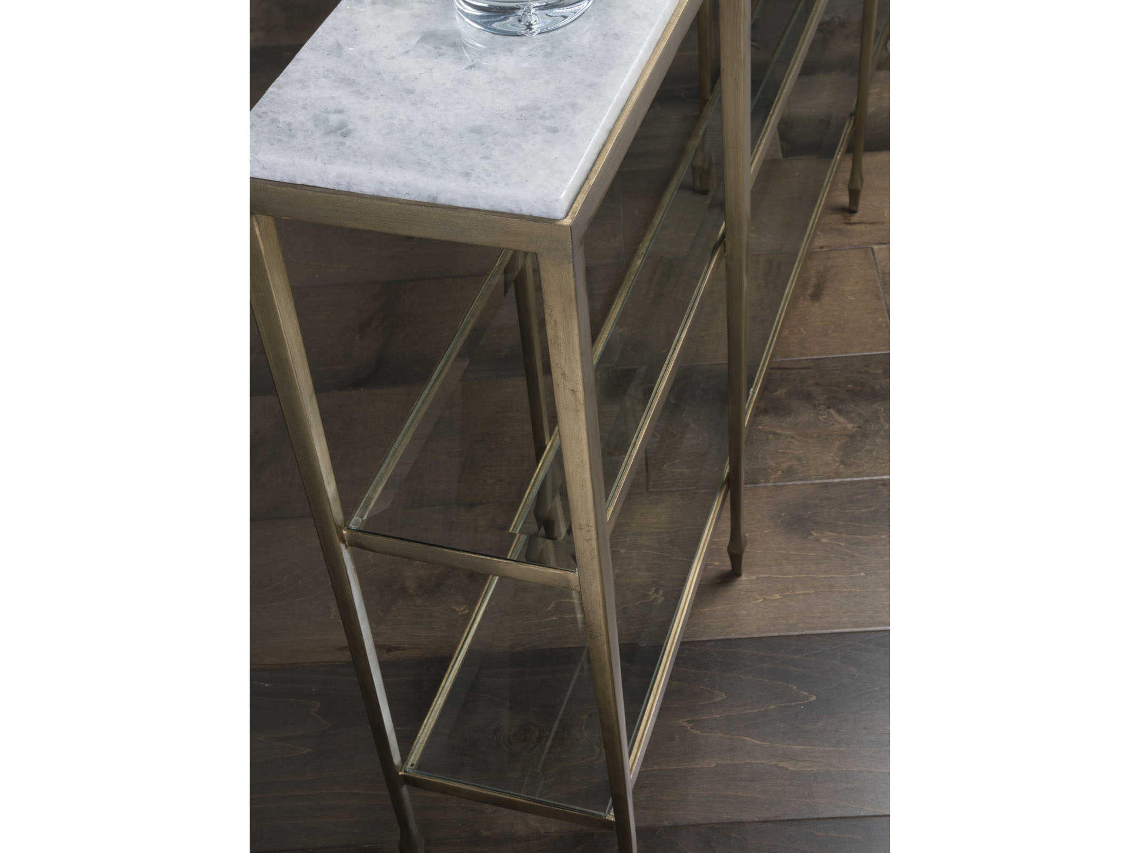 Artistica Signature Designs Sashay Gold Rectangular Grano De Sal Marble Antiqued Leaf Console Table