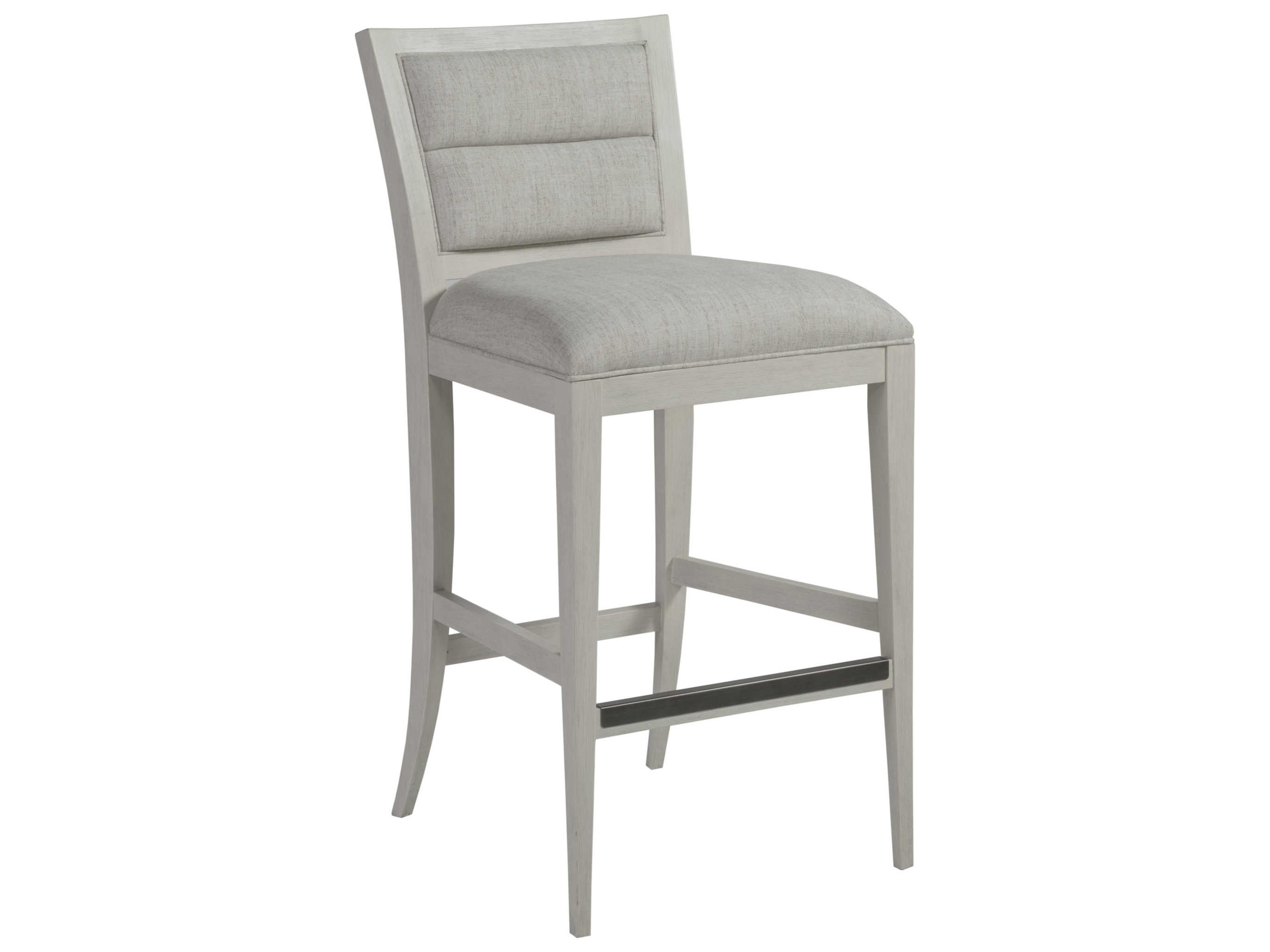 Artistica Signature Designs Stella Upholstered Hardwood Cerused White Gray Bar Stool
