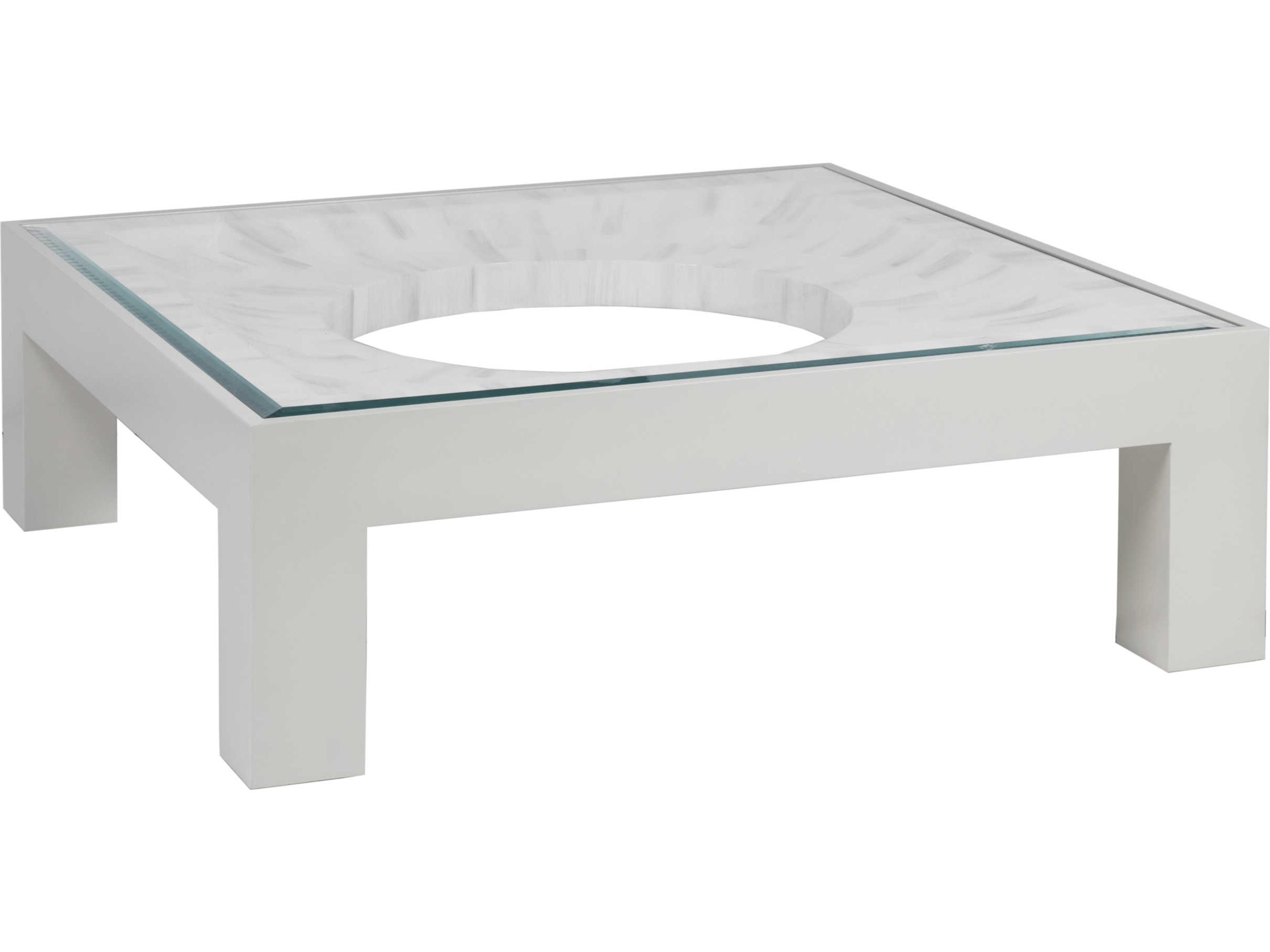 Artistica Signature Designs Elation Square Glass Light Gray White Bone Cocktail Table