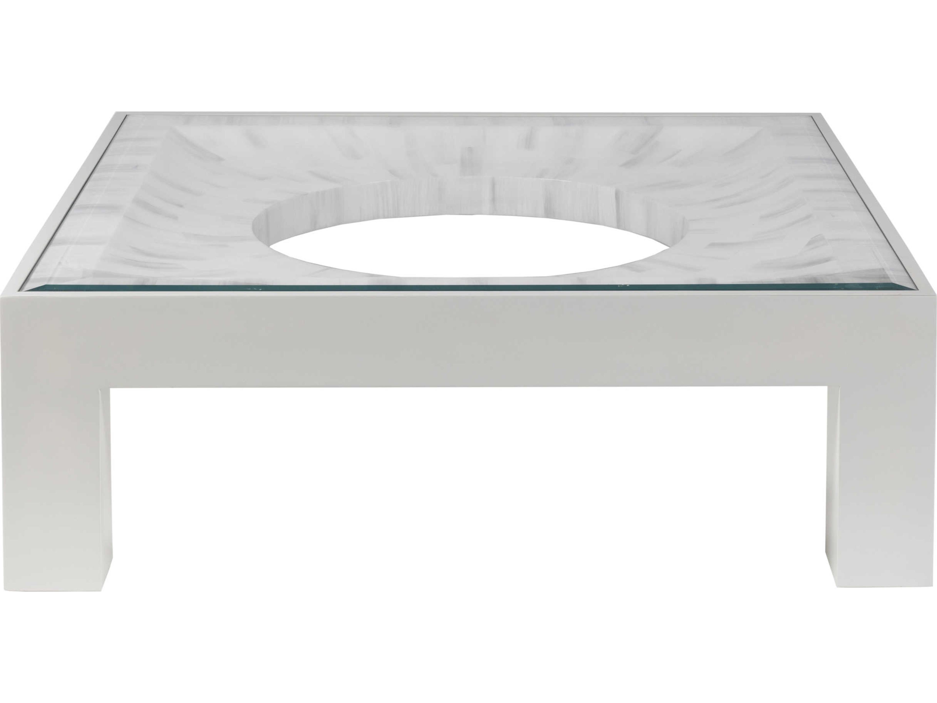 Artistica Signature Designs Elation Square Glass Light Gray White Bone Cocktail Table
