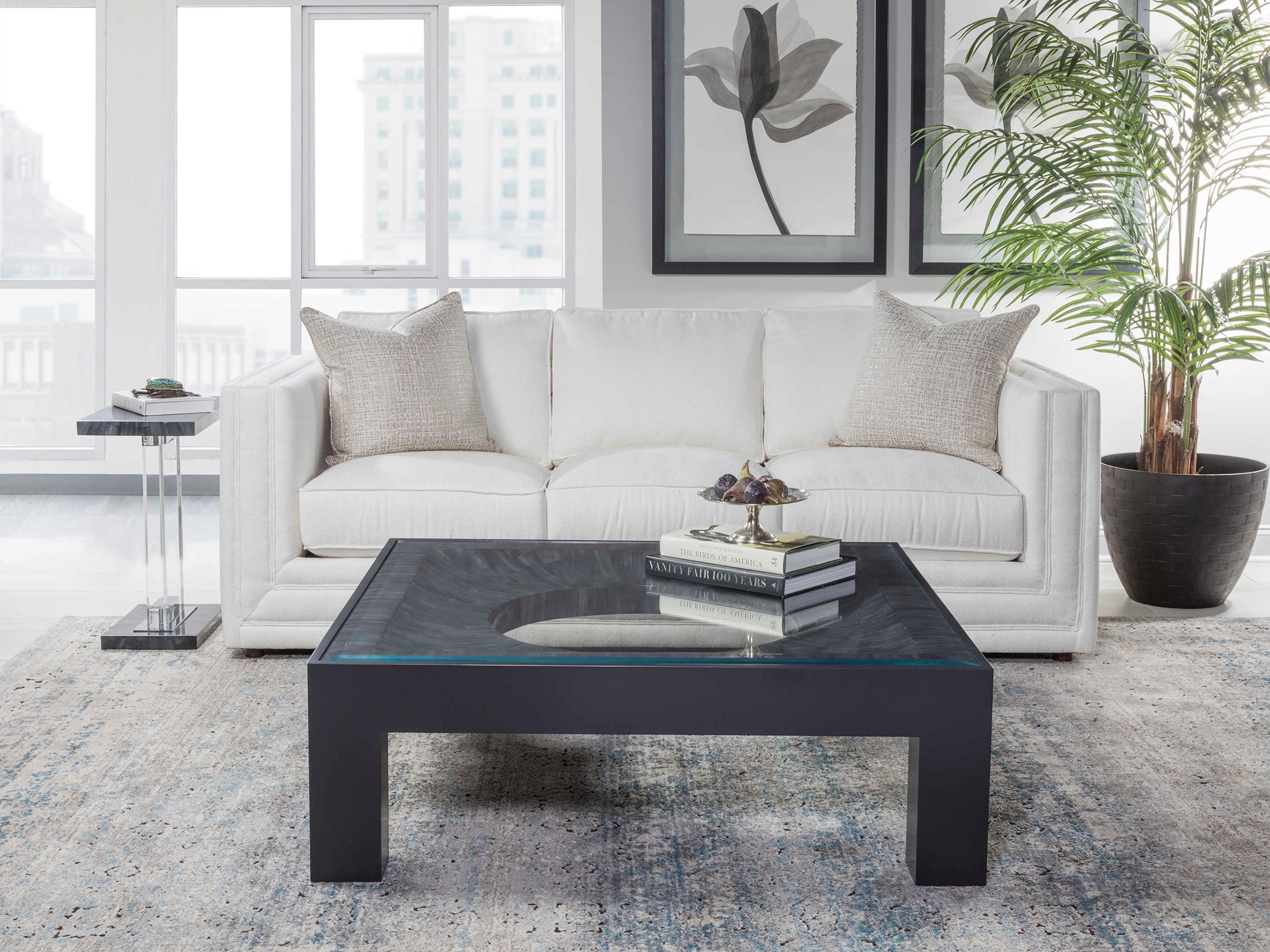 Artistica Signature Designs Elation Square Glass Dark Gray Bone Cocktail Table