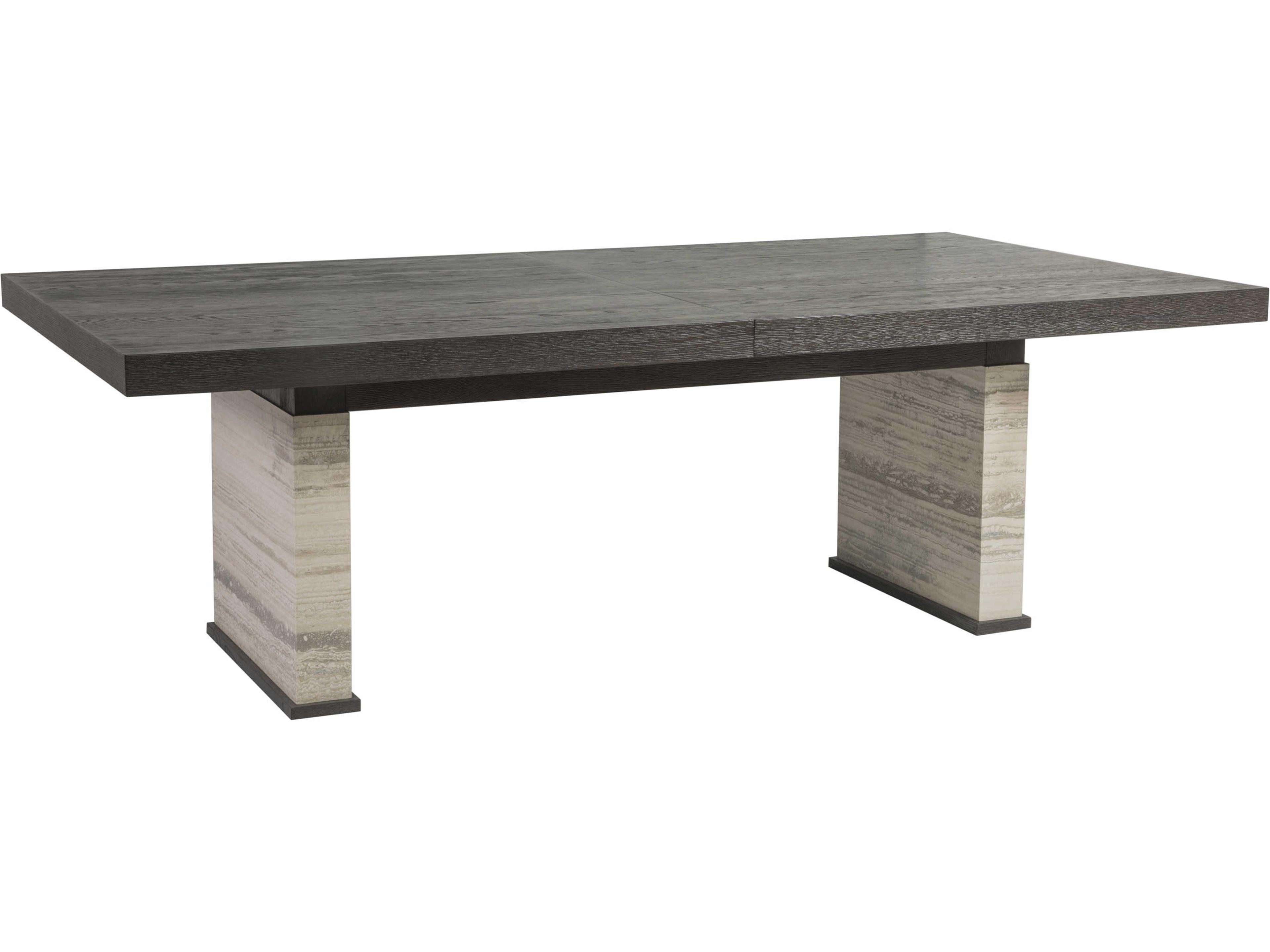 Signature Designs Venerato Extendable Rectangular Wood Mocha Brown Fantasy Travertine Dining Table