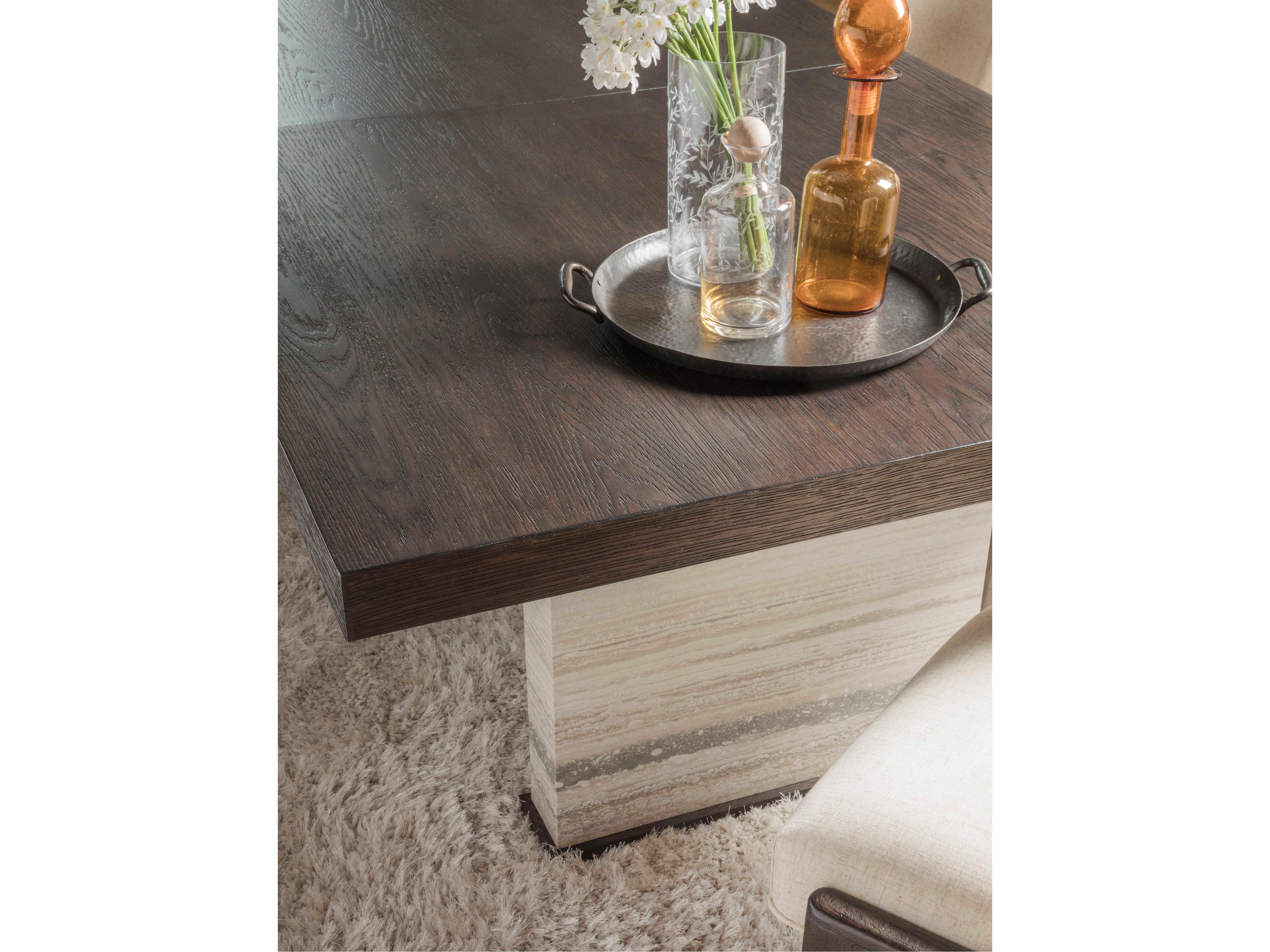Artistica Signature Designs Venerato Extendable Rectangular Wood Mocha Brown Fantasy Travertine Dining Table