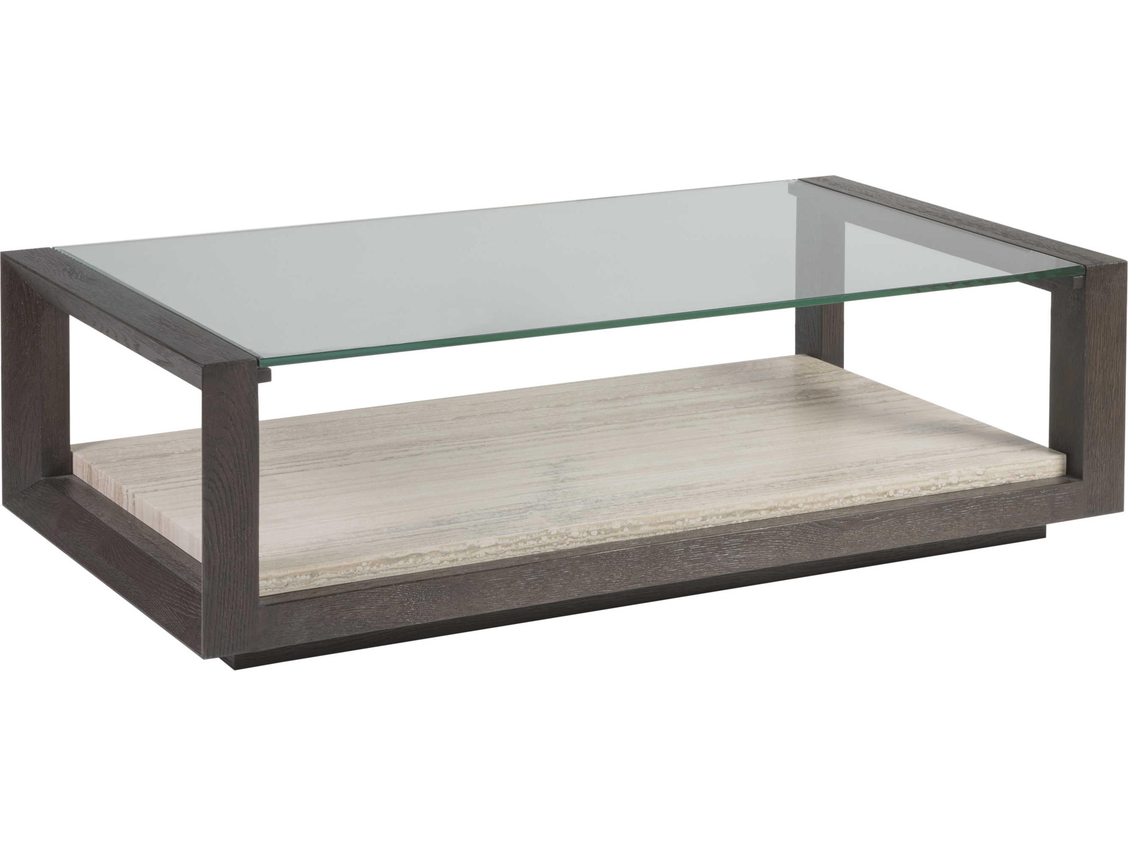 Artistica Signature Designs Venerato Rectangular Glass Mocha Brown Fantasy Travertine Cocktail Table