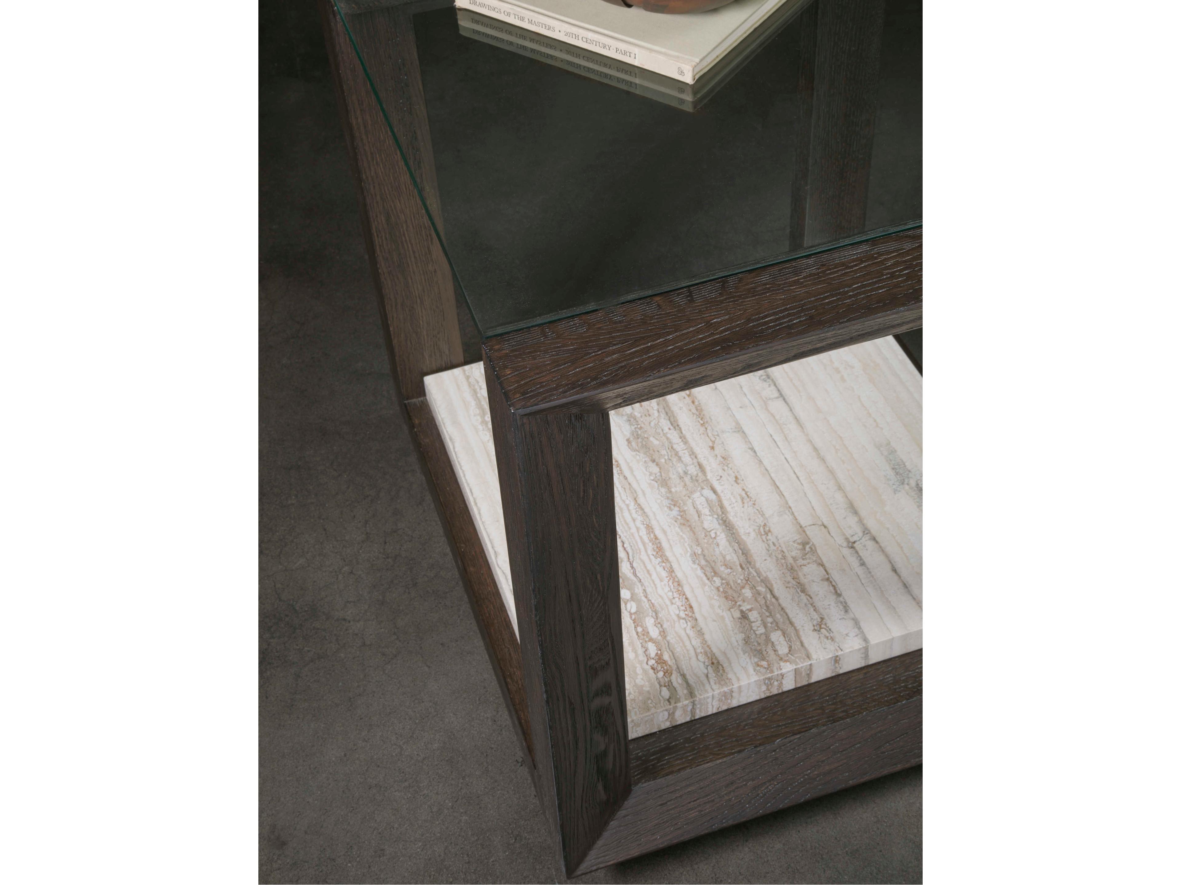 Artistica Signature Designs Venerato Rectangular Glass Mocha Brown Fantasy Travertine End Table