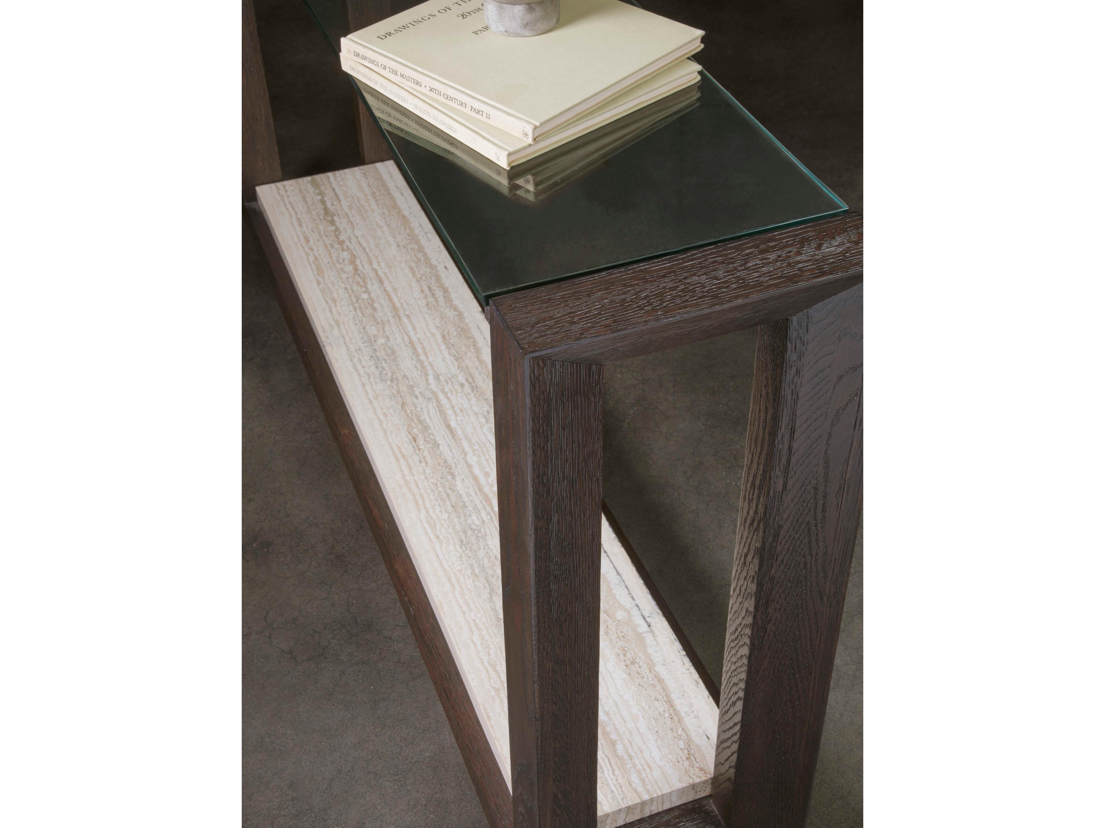 Artistica Signature Designs Venerato Rectangular Glass Mocha Brown Fantasy Travertine Console Table