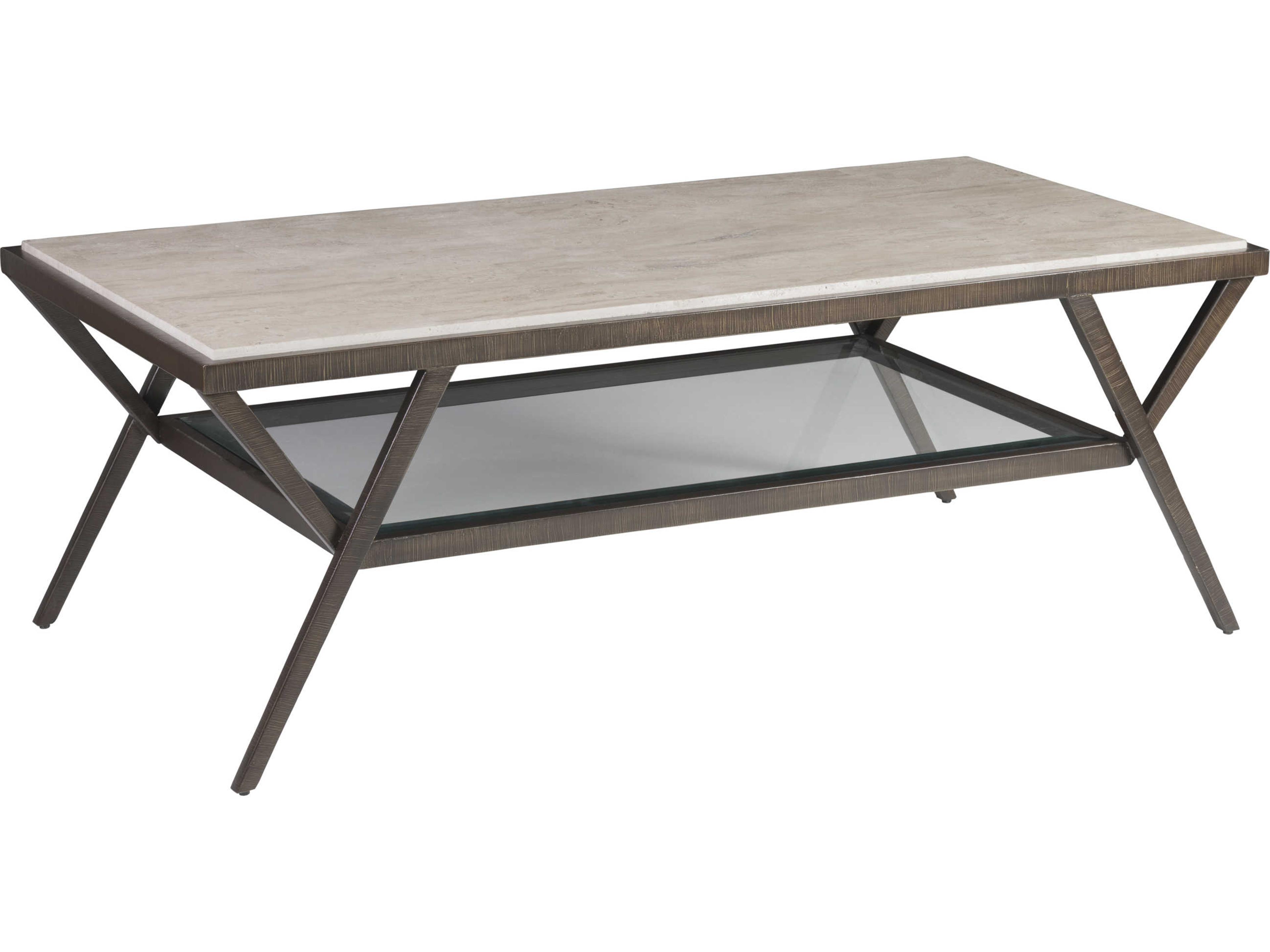 Artistica Signature Designs Adamo Rectangular Stone Desert Travertine Ribbed Brown Cocktail Table