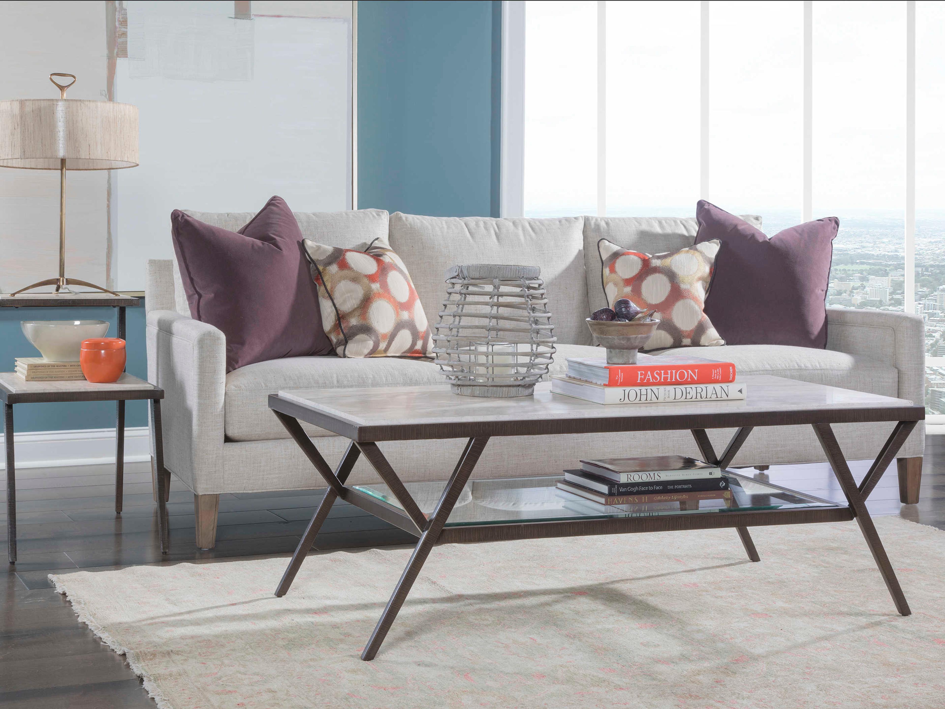 Artistica Signature Designs Adamo Rectangular Stone Desert Travertine Ribbed Brown Cocktail Table