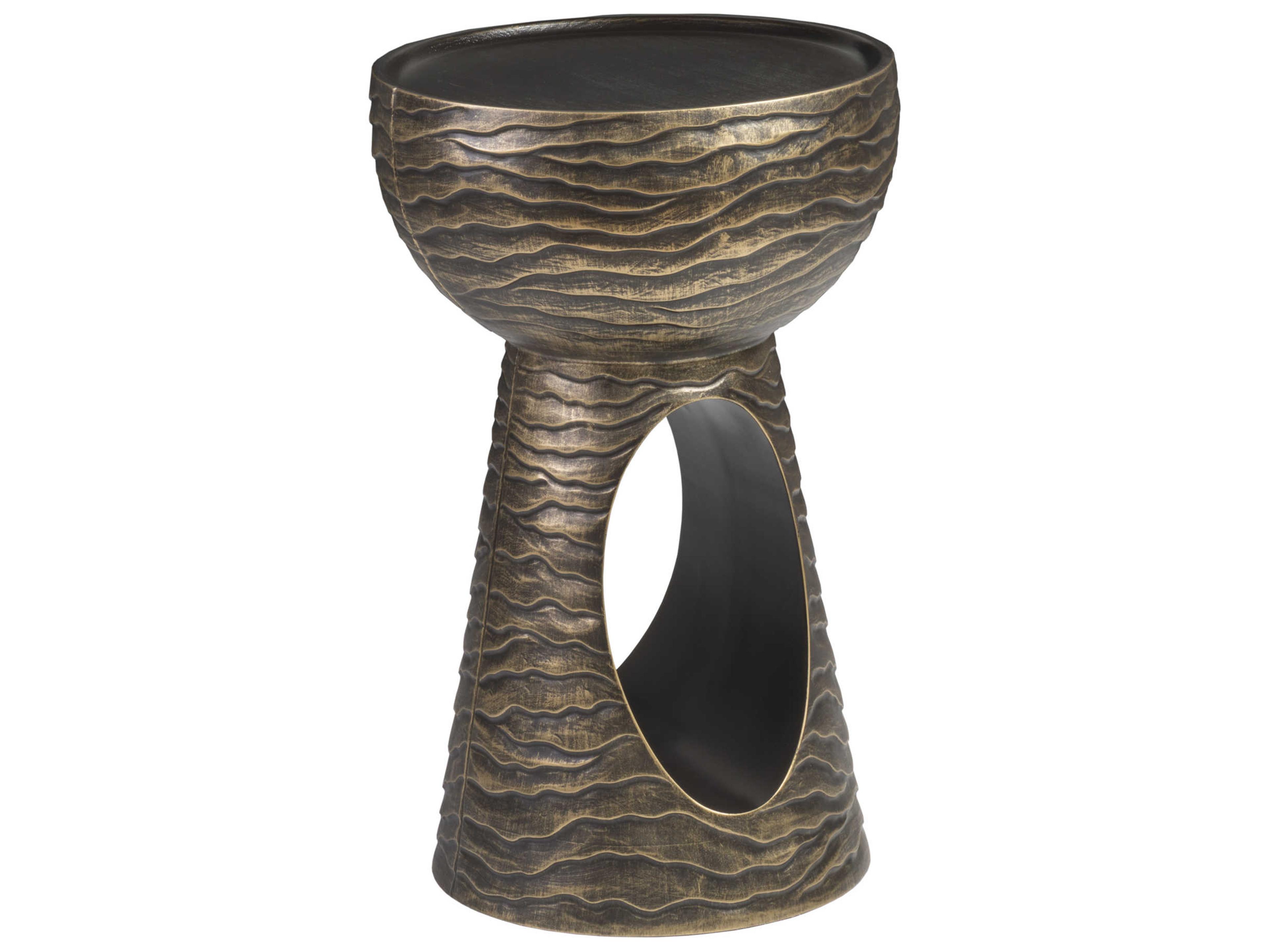 Artistica Signature Designs Mika Round Metal Bronze Leaf End Table