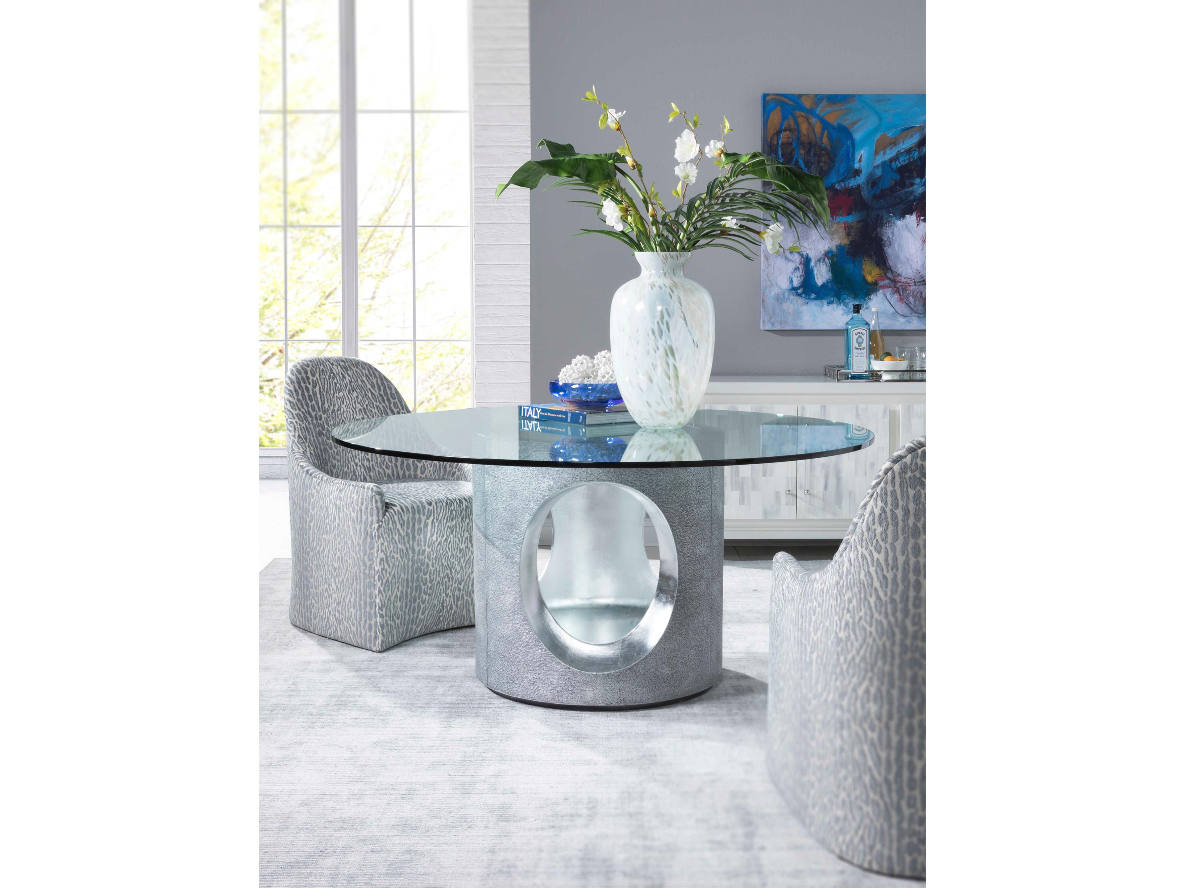 Artistica Signature Designs Circa Round Glass Textured Gray Dining Table