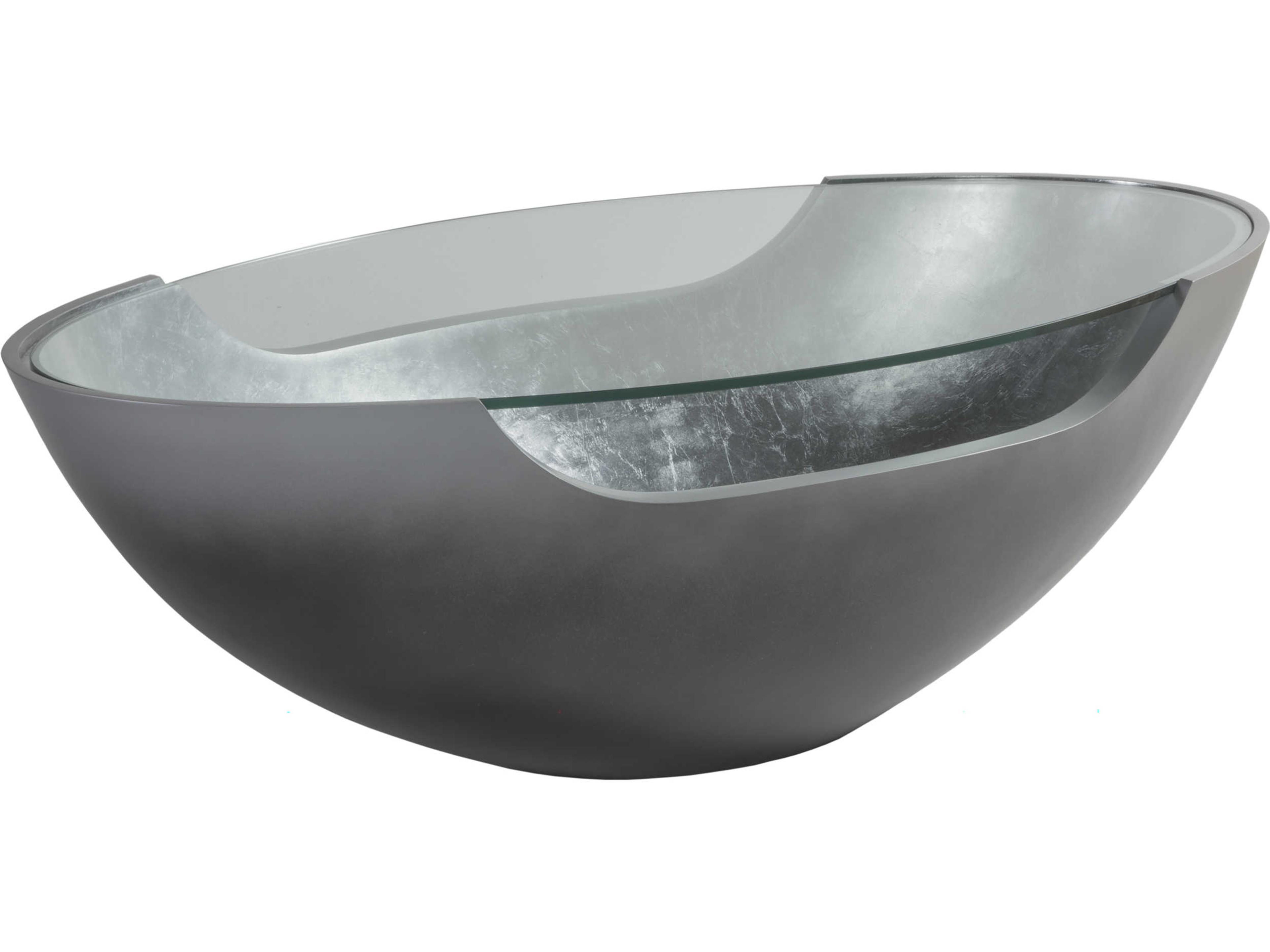 Signature Designs Circa Oval Glass Silver Gray Cocktail Table