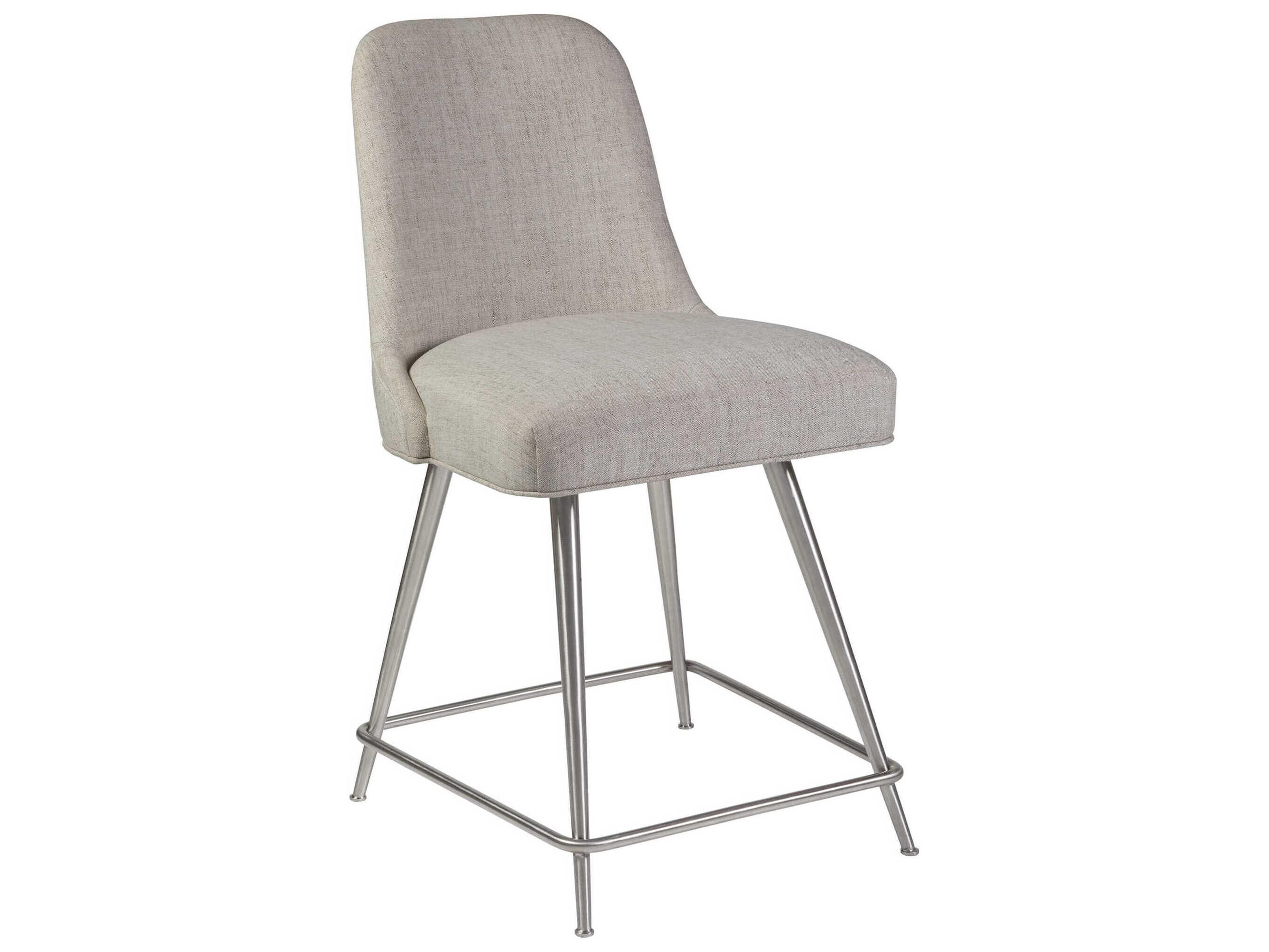 Artistica Signature Designs Dinah Swivel Upholstered Misty Gray Brushed Stainless Steel Counter Stool