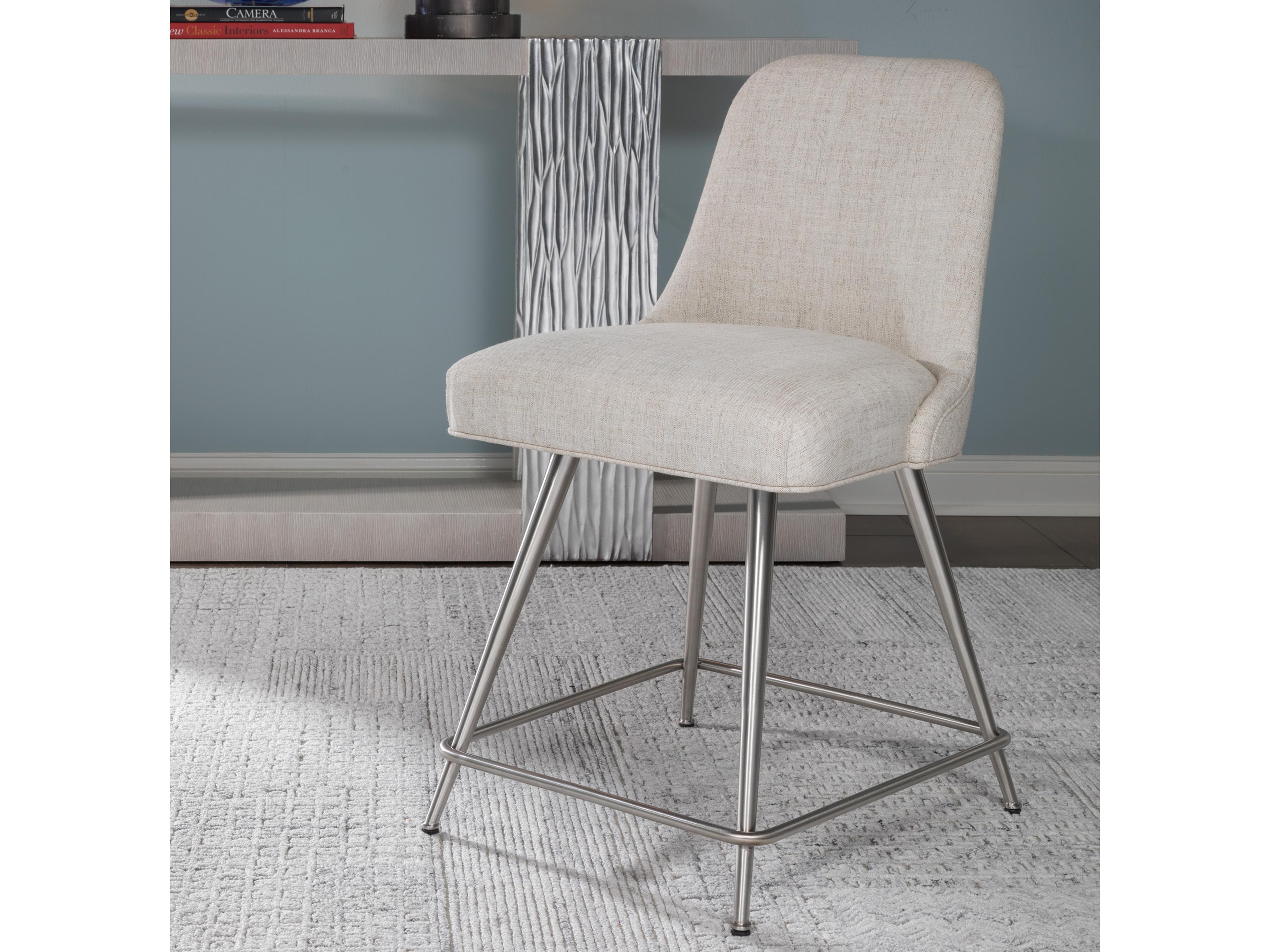 Artistica Signature Designs Dinah Swivel Upholstered Misty Gray Brushed Stainless Steel Counter Stool