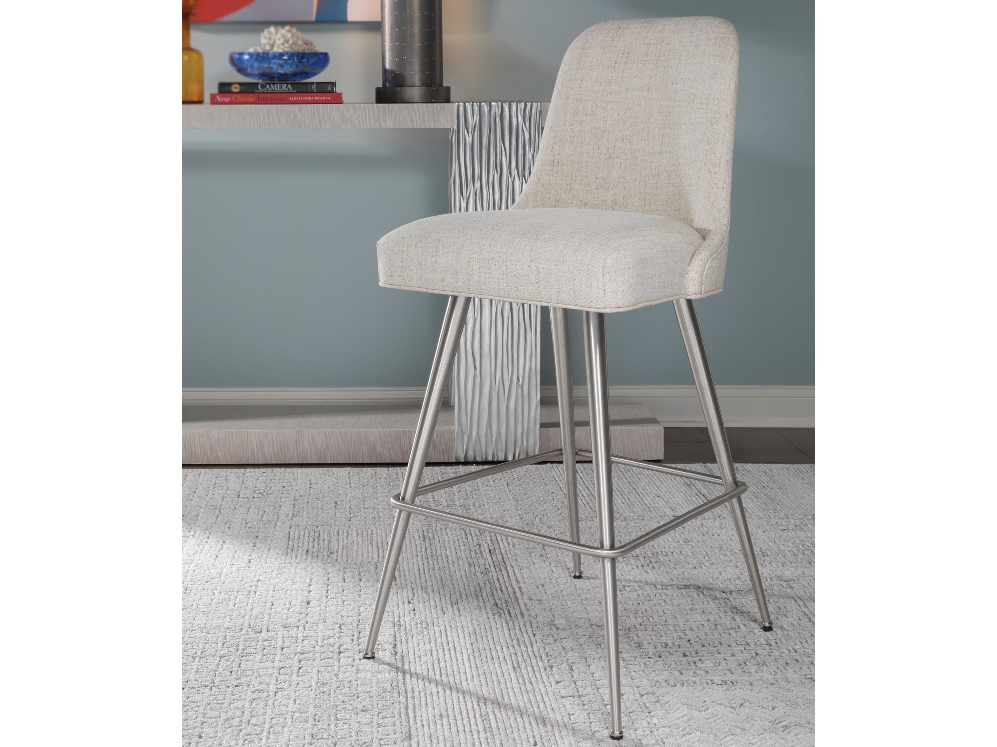 Artistica Signature Designs Dinah Swivel Upholstered Misty Gray Brushed Stainless Steel Bar Stool
