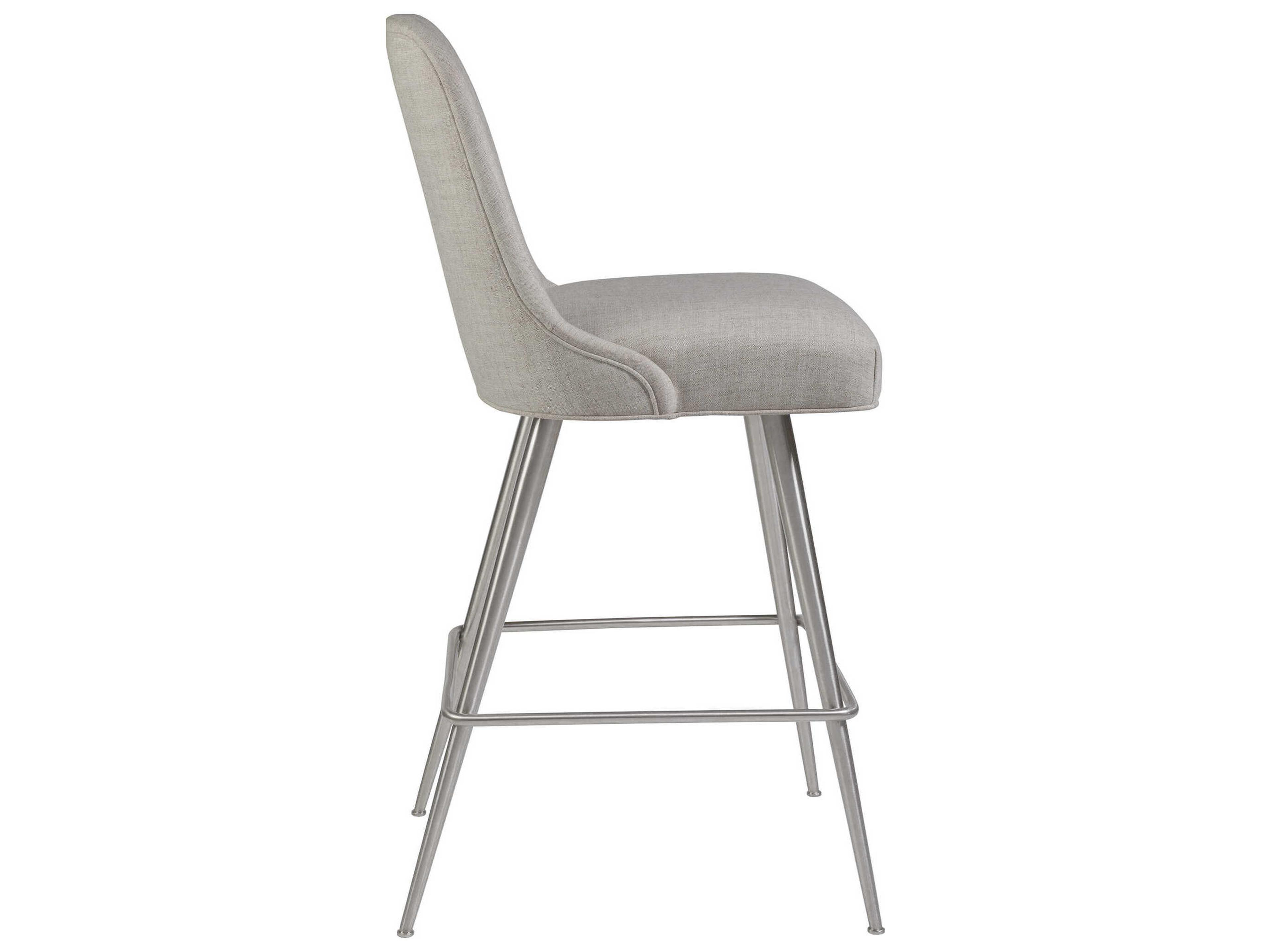 Artistica Signature Designs Dinah Swivel Upholstered Misty Gray Brushed Stainless Steel Bar Stool