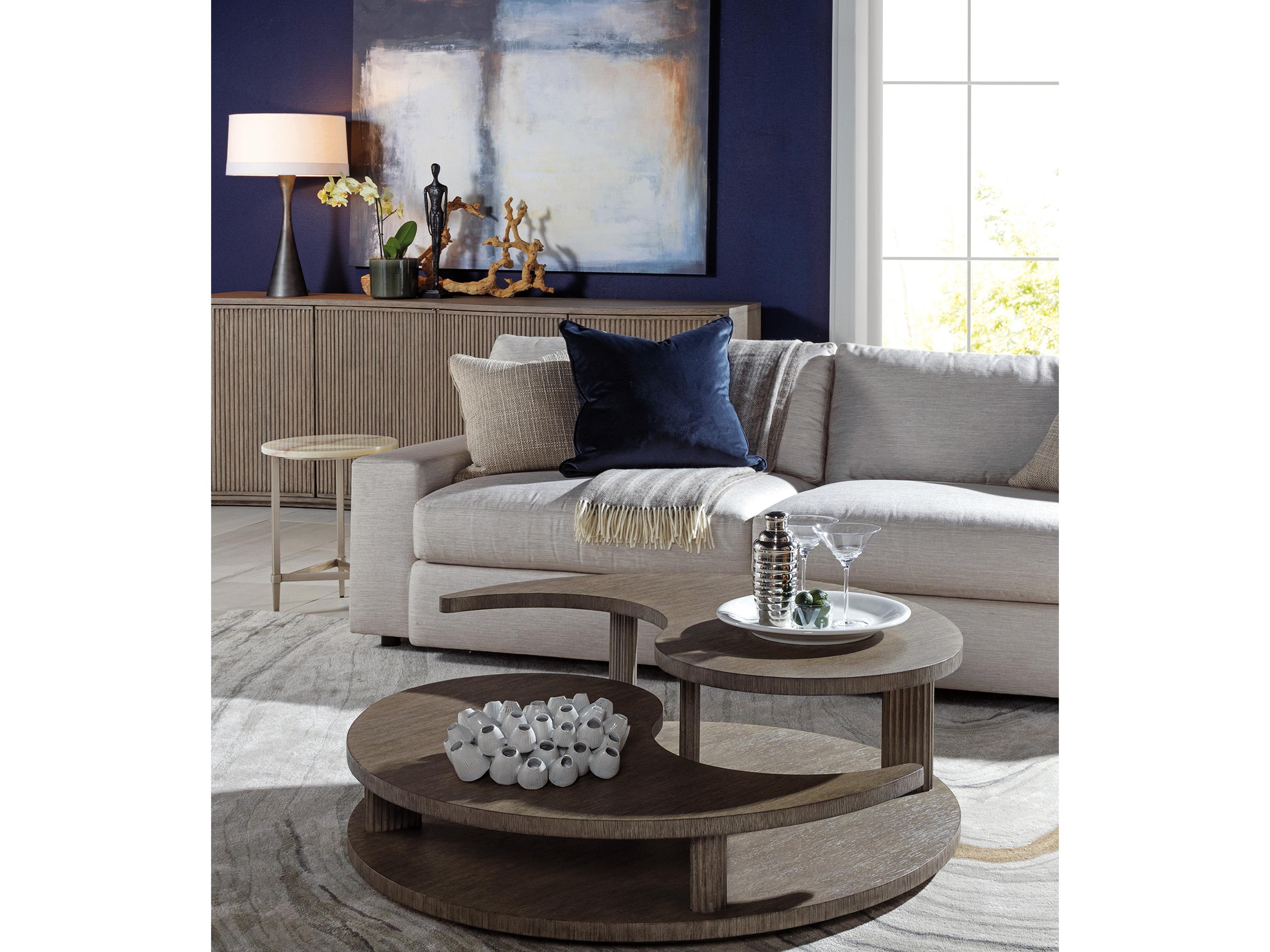 Artistica Signature Designs Yin Yang Round Wood Cappuccino Gray Oak Cocktail Table