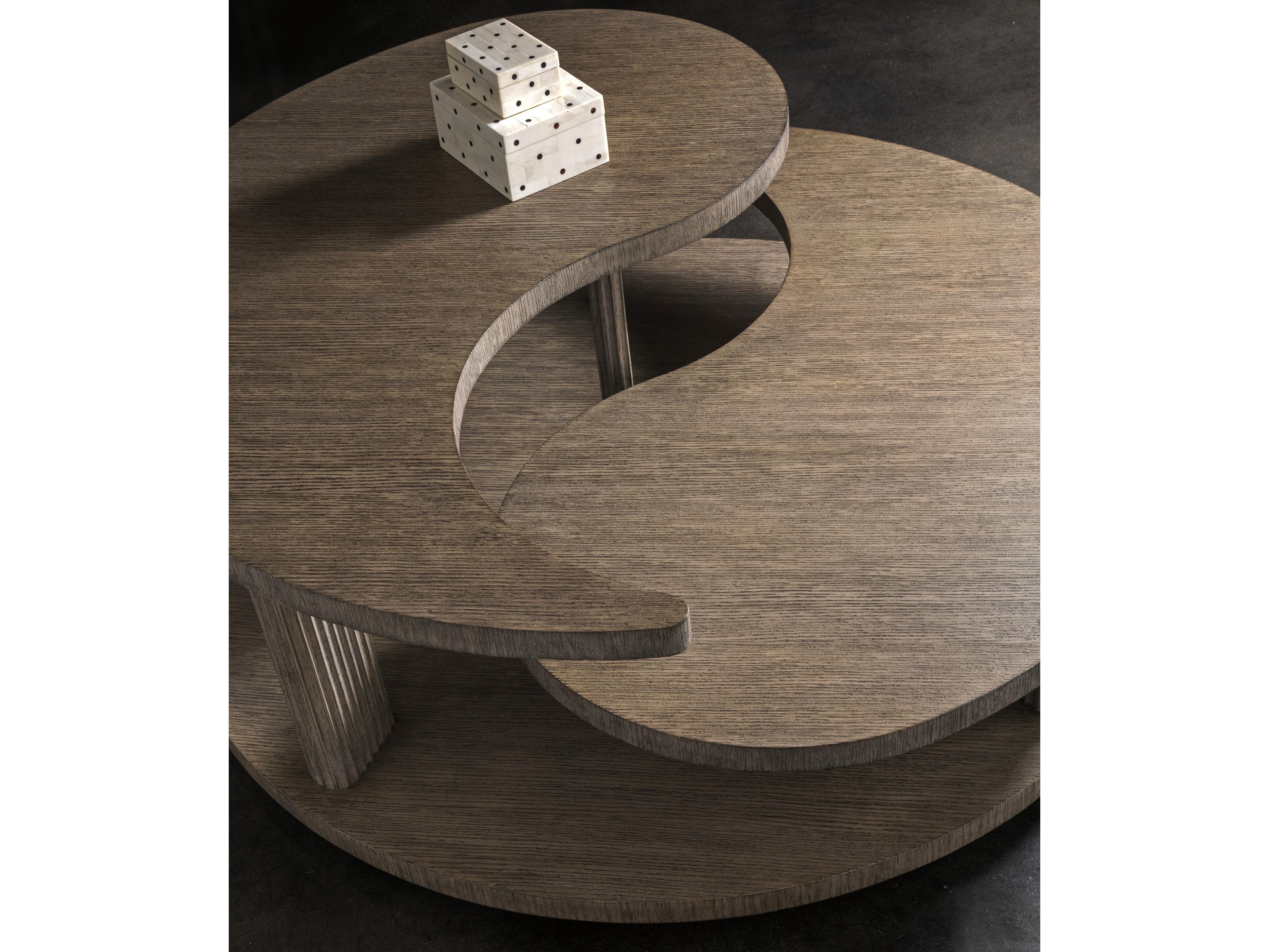 Artistica Signature Designs Yin Yang Round Wood Cappuccino Gray Oak Cocktail Table