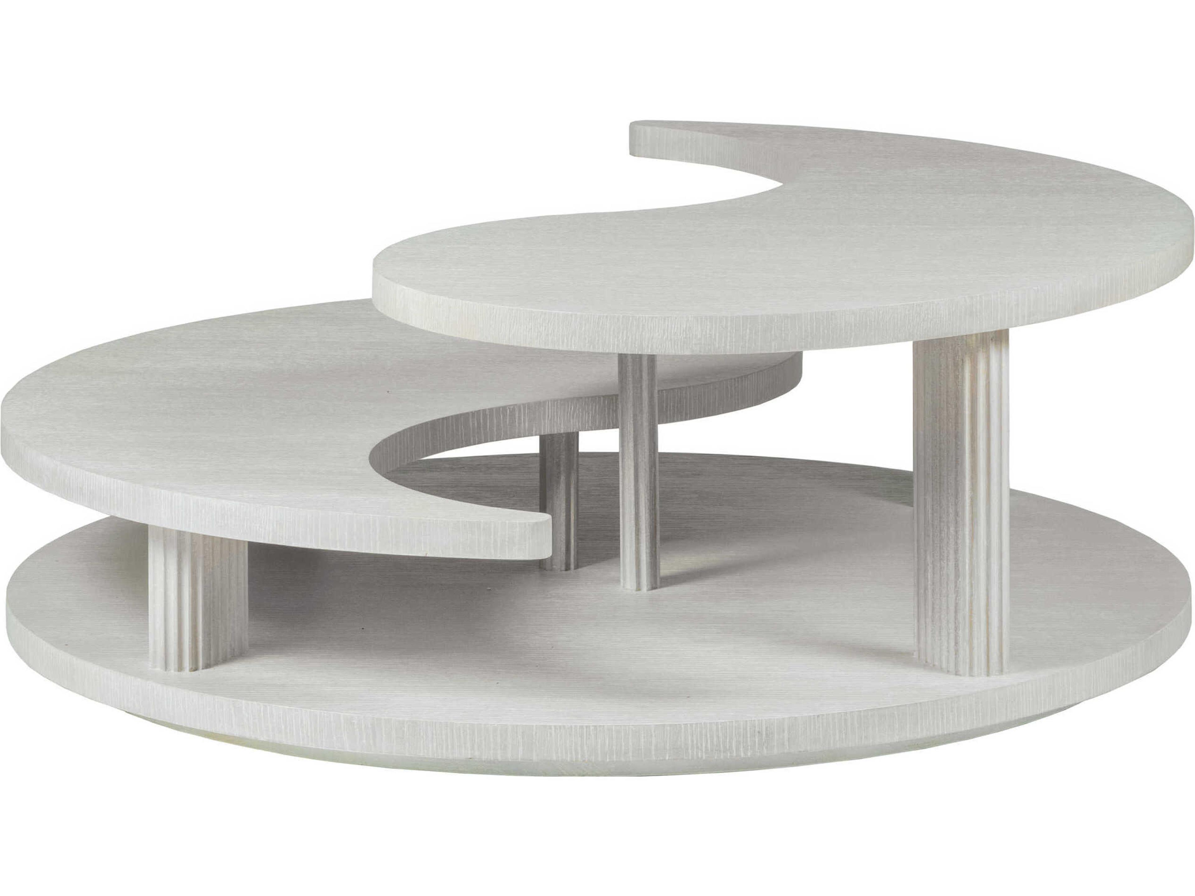Artistica Signature Designs Yin Yang Round Wood Misty White Gray Cocktail Table