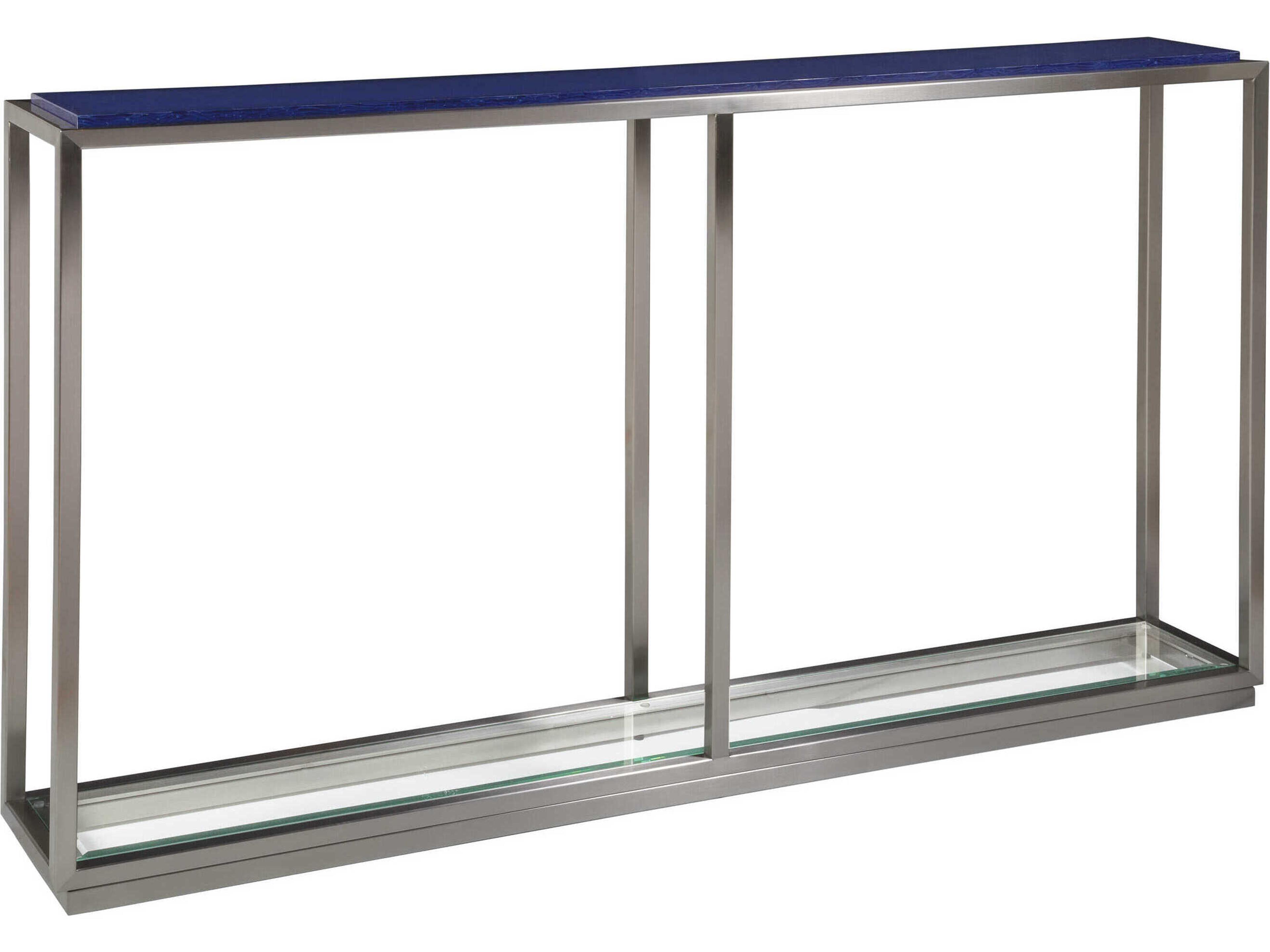 Signature Designs Ultramarine Rectangular Stone Blue Brushed Stainless Steel Console Table