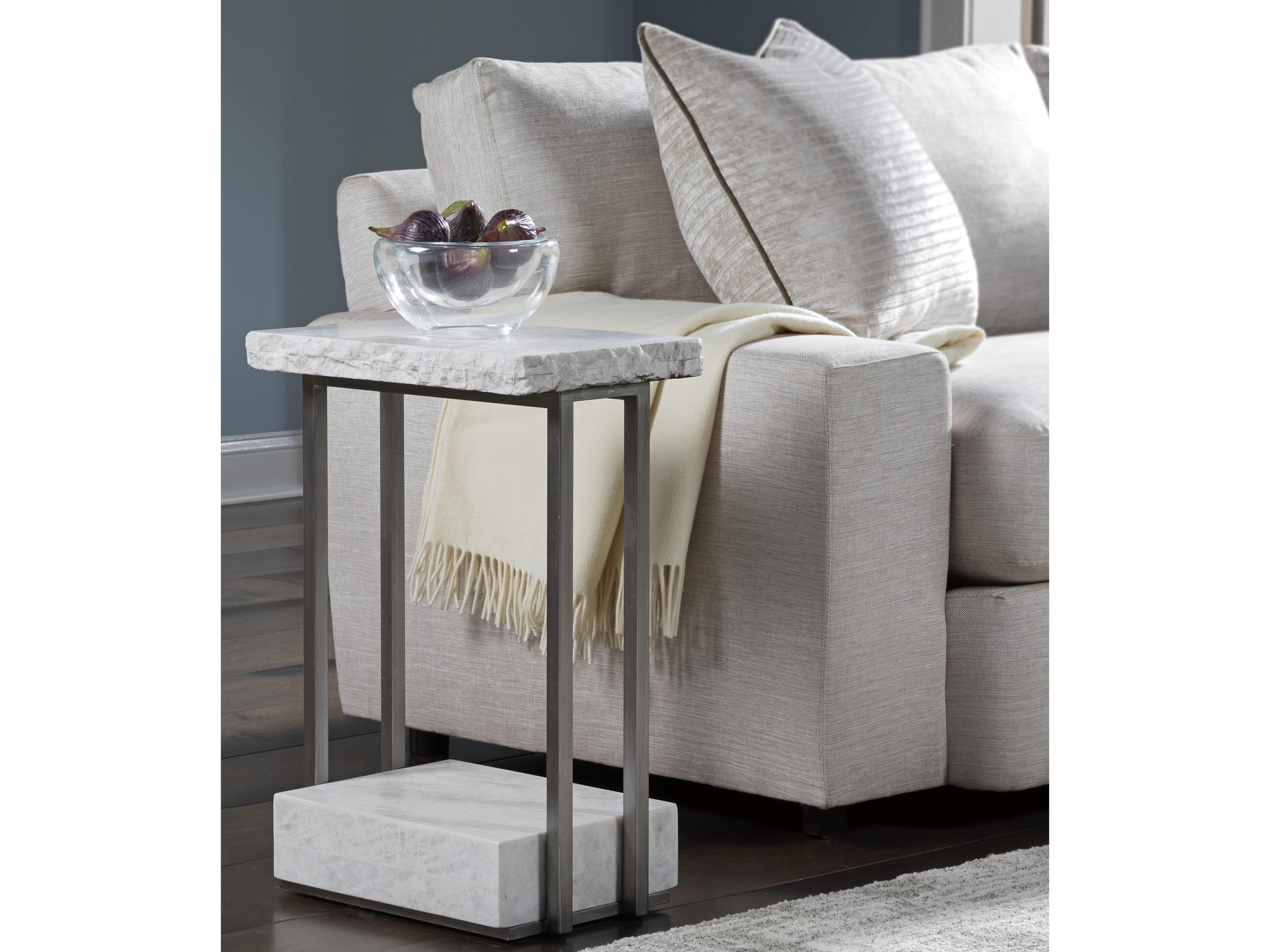 Artistica Signature Designs Kenzo Rectangular Marble Bianco Laguna Silver Leaf End Table
