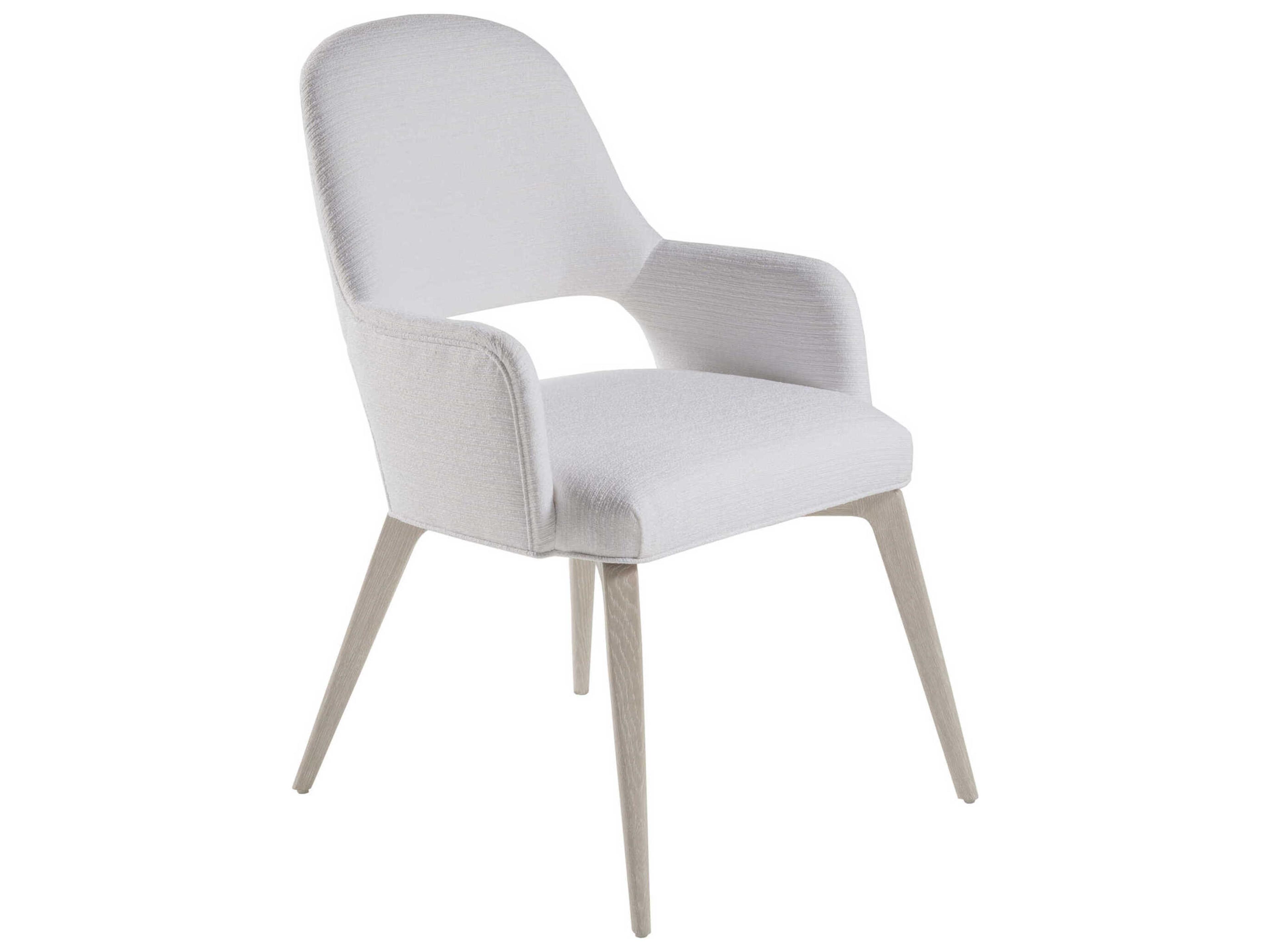 Mar Monte Oak Wood White Upholstered Arm Dining Chair