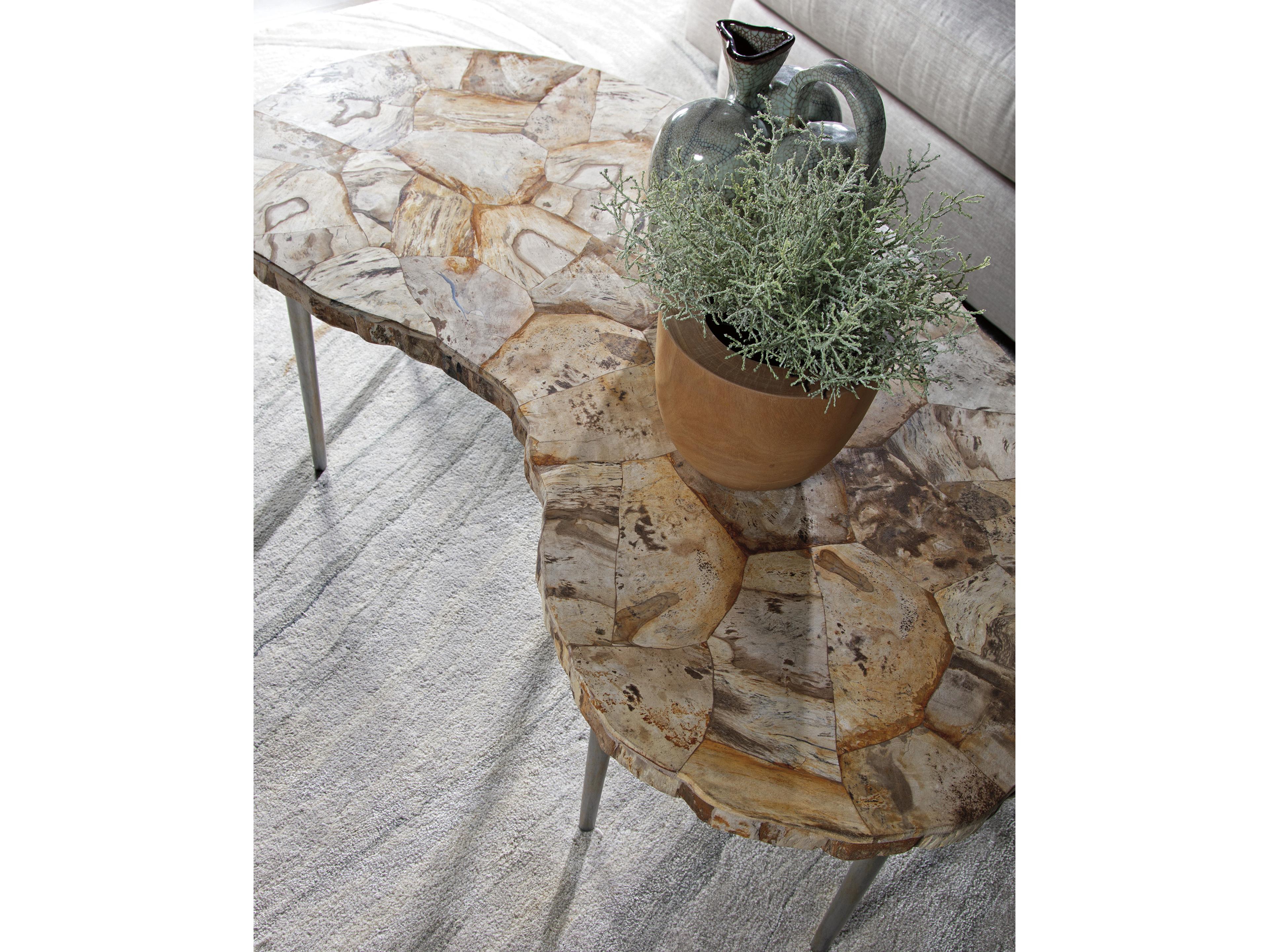 Artistica Signature Designs Caldera Silver Varied Petrified Wood Cocktail Table