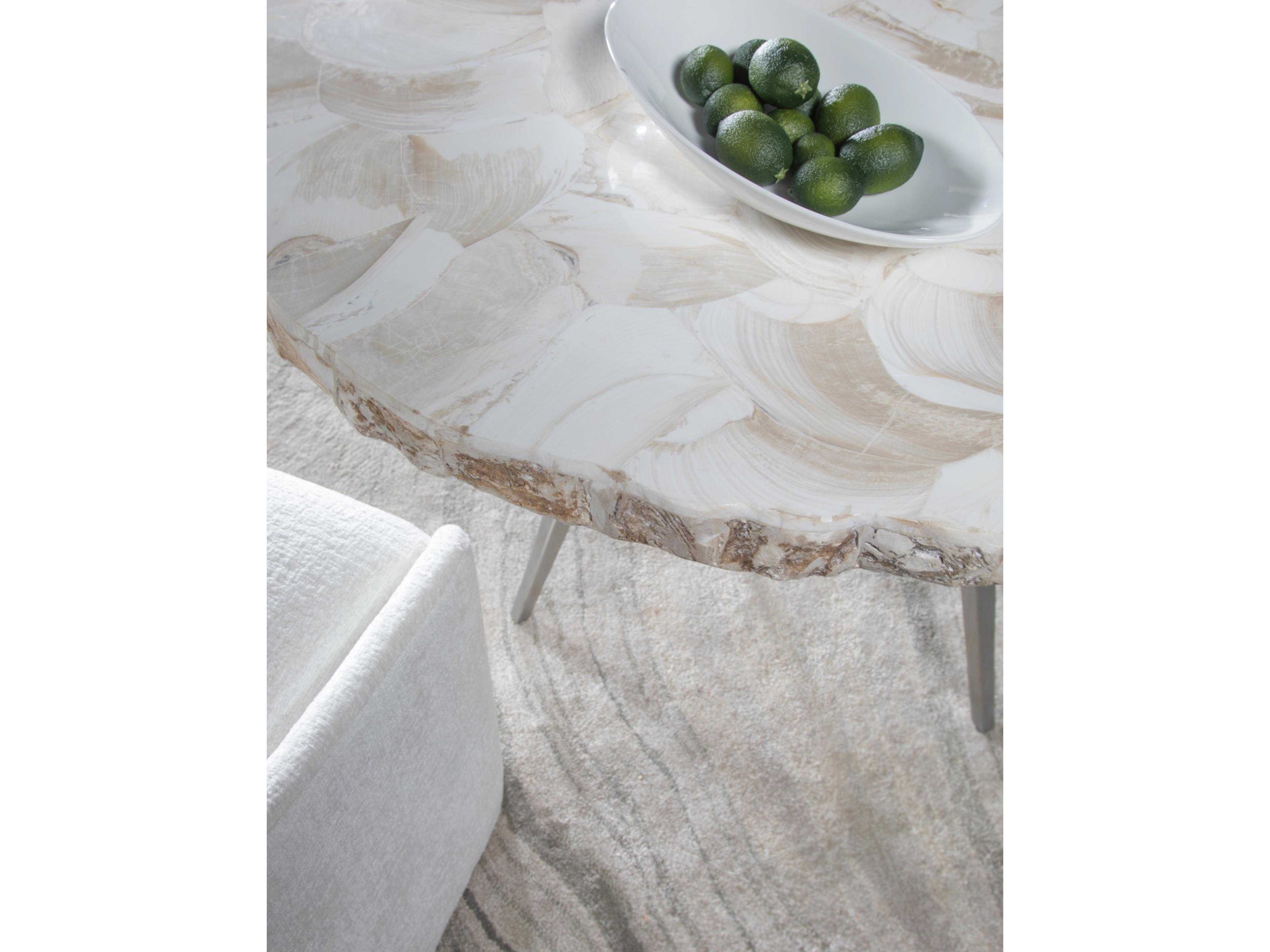 Artistica Signature Designs Seamount Round White Clam Shell Silver Dining Table